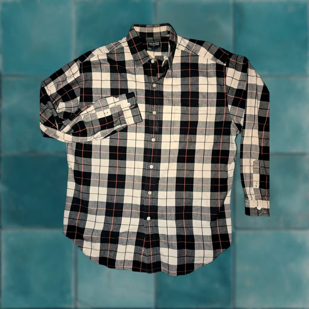Polo Ralph Lauren VINTAGE Polo Ralph Lauren Polo Jeans Co Flannel Shirt Mens XL Plaid Button Up Black Cotton Size US XL / EU 56 / 4 - 1 Thumbnail