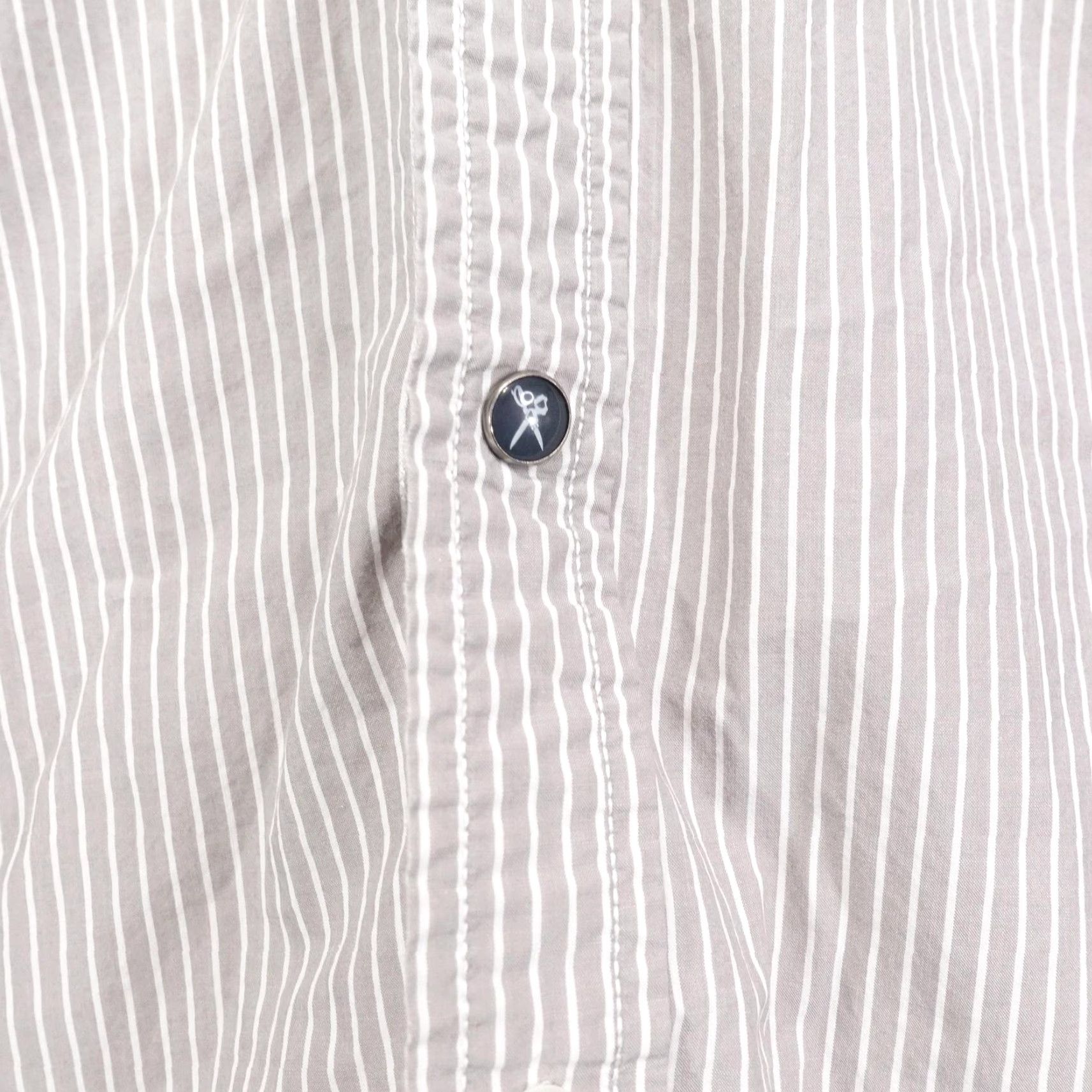 Marcs Marc Ecko Shirt Men Large Gray White Striped Button-Up Long Sleeve Casual Pockets Size US L / EU 52-54 / 3 - 5 Thumbnail