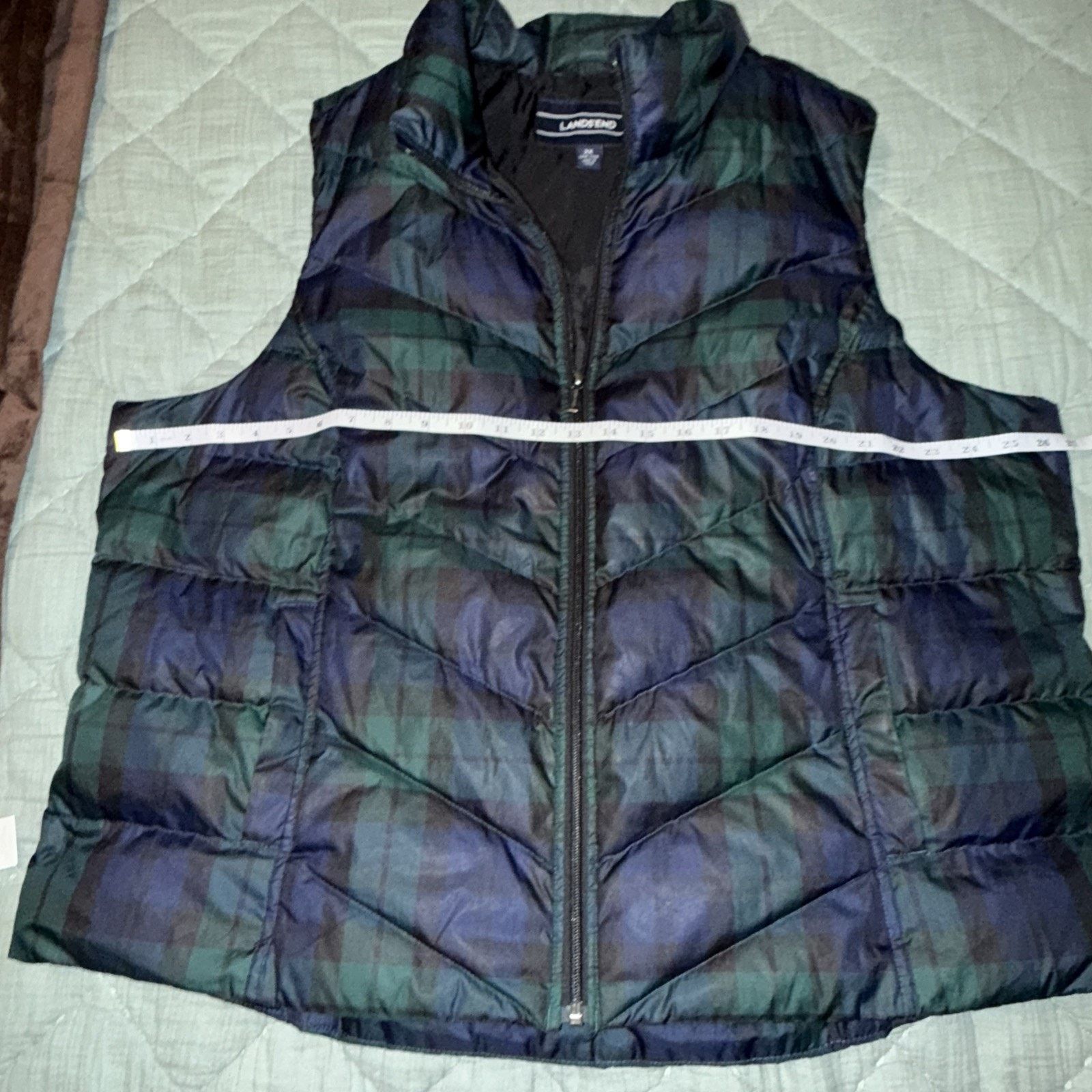 Lands' End Lands End Men’s Full Zip Down Puffer Vest Plaid 2XL EUC 20W Size XXL / US 16-18 / IT 52-54 - 7 Thumbnail