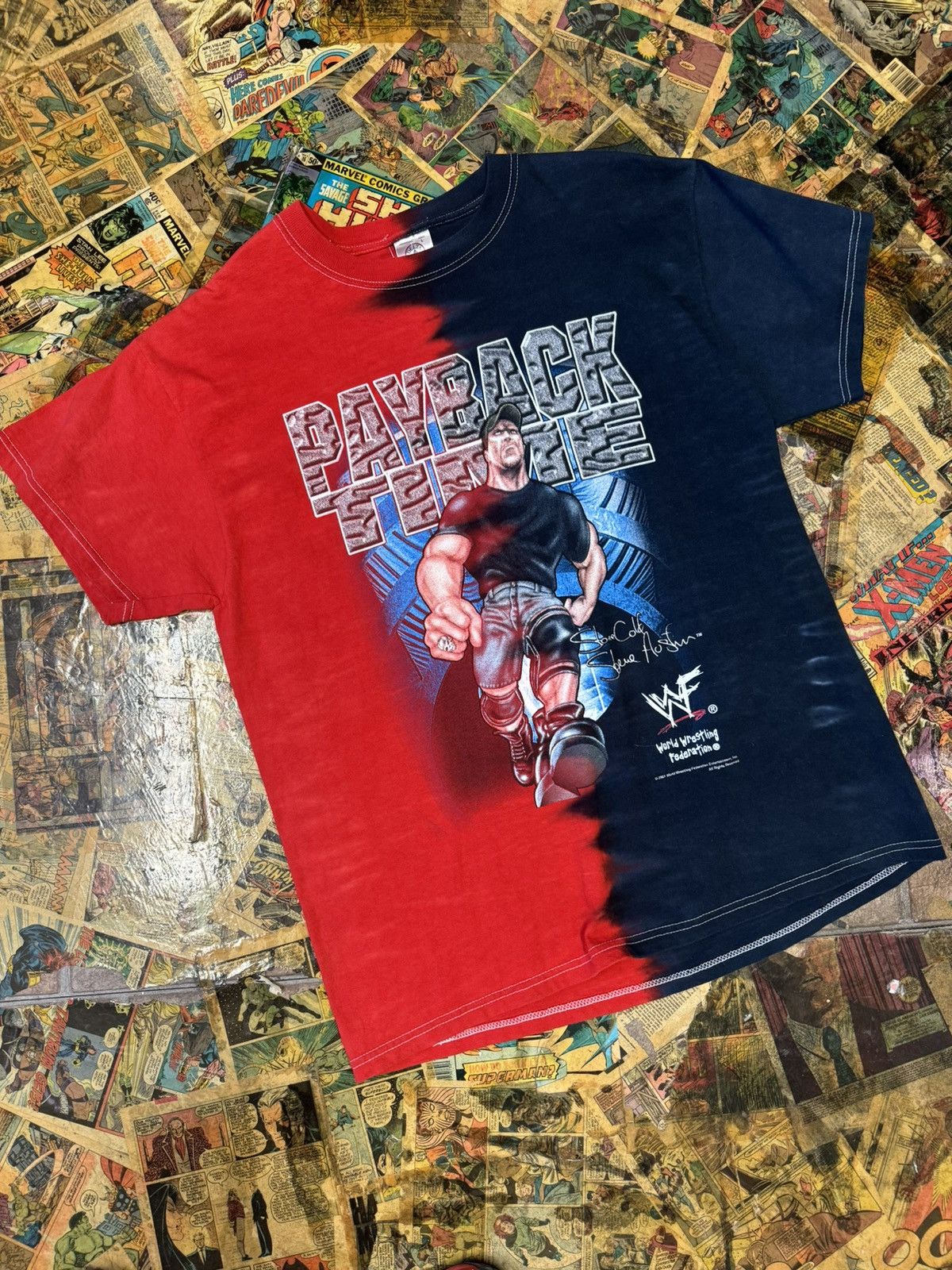 Vintage × WWE × WWF Stone Cold Steve Austin Split dye tee Size US L / EU 52-54 / 3 - 1 Thumbnail