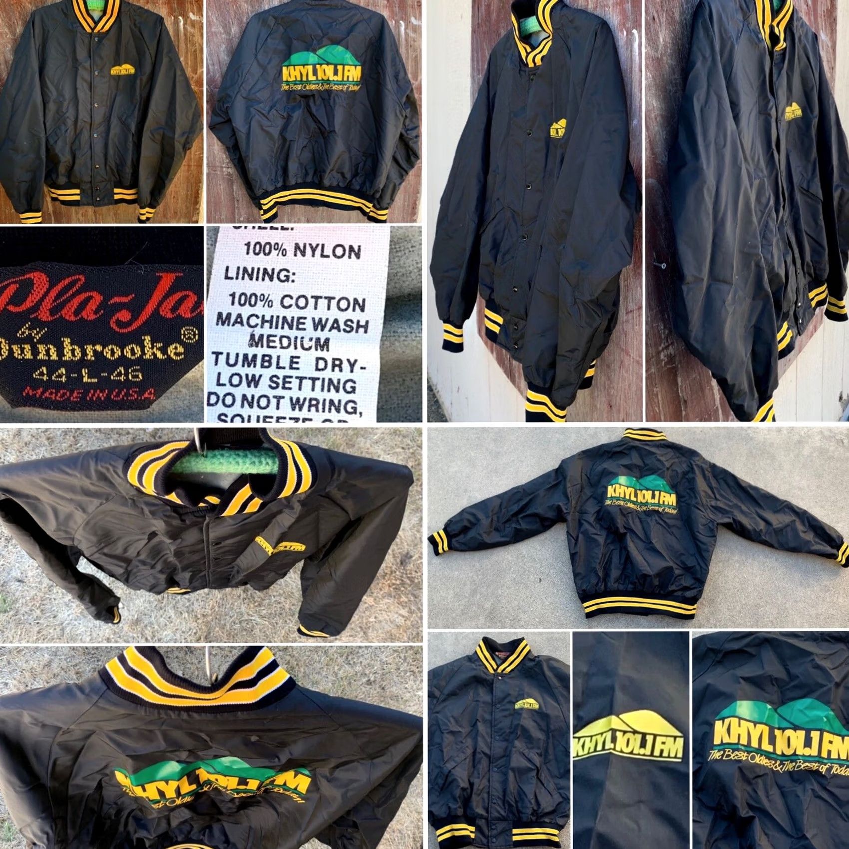 Vintage VINTAGE KHYL 101.1 FM The Best Oldies & The Best of Today raglan jacket 42 L 44 Black Nylon Pla-Jac by Dunbrooke Shirt Adult Large Mens Size US L / EU 52-54 / 3 - 6 Thumbnail