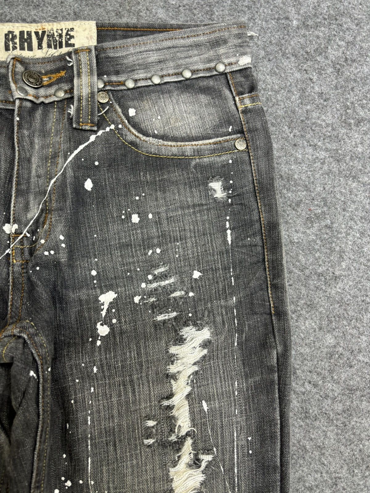 Seditionaries 💥FLARE💥 RHYME Japan Painter Spiky Distressed Denim F566 Size US 28 / EU 44 - 4 Thumbnail