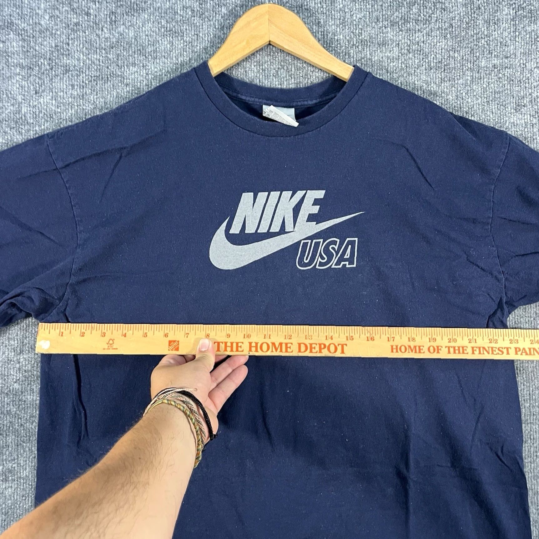 Nike VINTAGE Nike USA T-Shirt Mens XL Blue Center Swoosh Logo 90s Y2K Tee Navy Check Size US XL / EU 56 / 4 - 5 Thumbnail