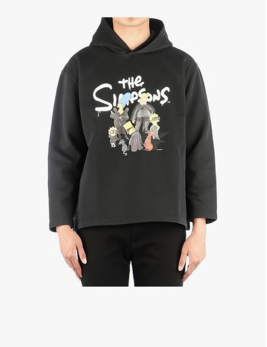 image of Balenciaga O1In1G0124 The Simpsons Tm & 20Th Television Cropped Hoodie in Black, Men's (Size Small)