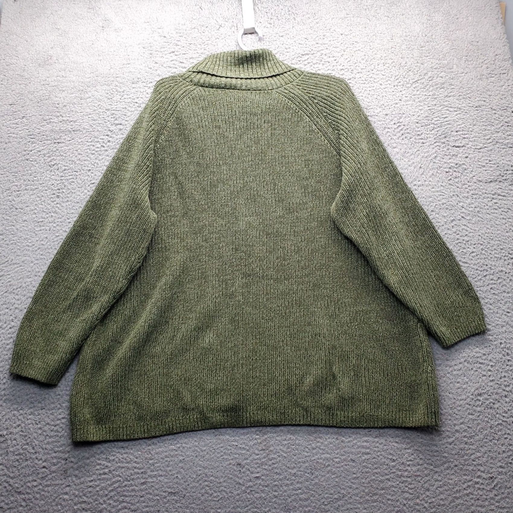 Coldwater Creek Coldwater Creek Womens Sweater Green 1X Long Sleeve Turtleneck Chunky Knit Pullover, Size 1X, Knit, Solid, Raglan Sleeve, Fall Winter Size XL / US 12-14 / IT 48-50 - 2 Thumbnail