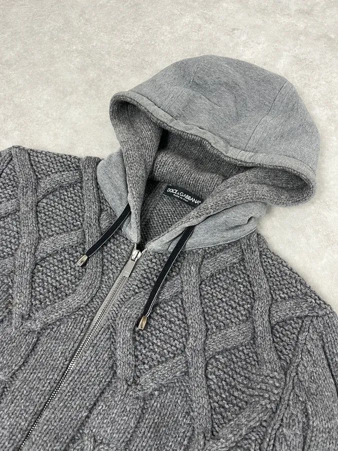 Dolce & Gabbana 2010s Dolce & Gabbana Grey Wool Zip-up Hoodie Size US L / EU 52-54 / 3 - 4 Thumbnail