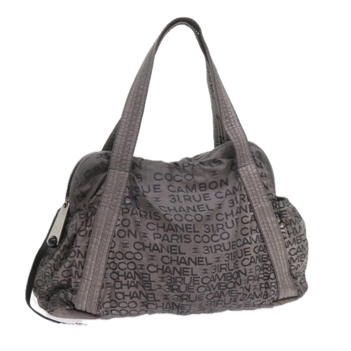 image of Chanel Unlimited Shoulder Bag Nylon Silver Cc Auth Bs9856, Women's