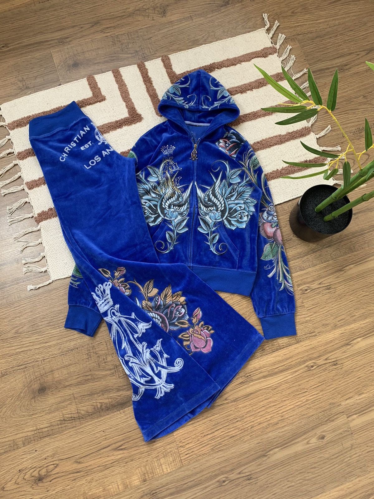 VINTAGE VELOUR CHRISTIAN AUDIGIER ALL OVER PRINTED TRACKSUIT