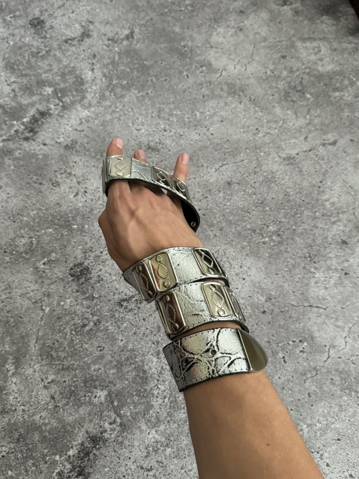 Vintage Vintage Y2K silver shiny leather belt Size ONE SIZE - 3 Thumbnail