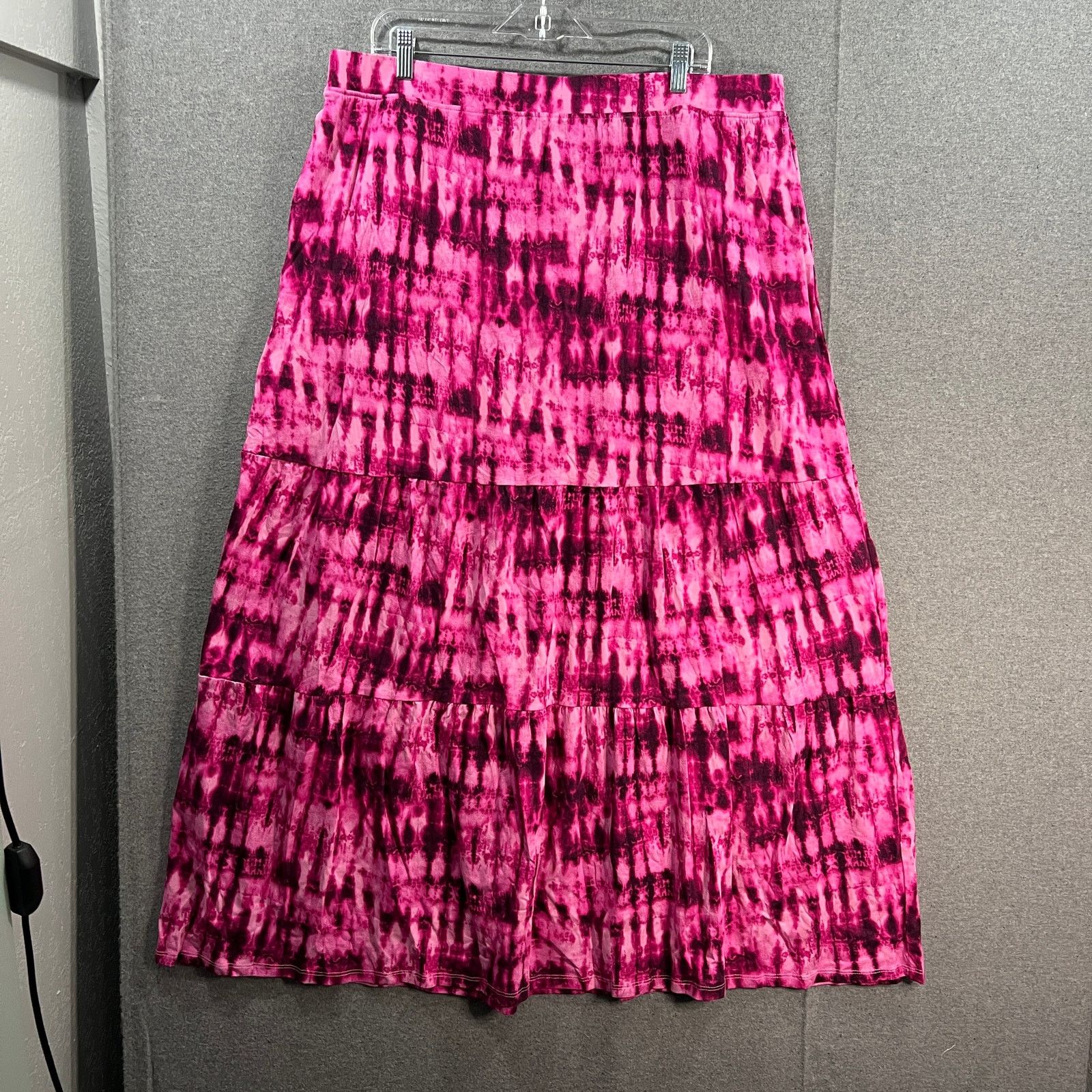 Other Denim & Co. By the Beach Jersey tered Maxi Skirt Berry Size 35" - 1 Thumbnail