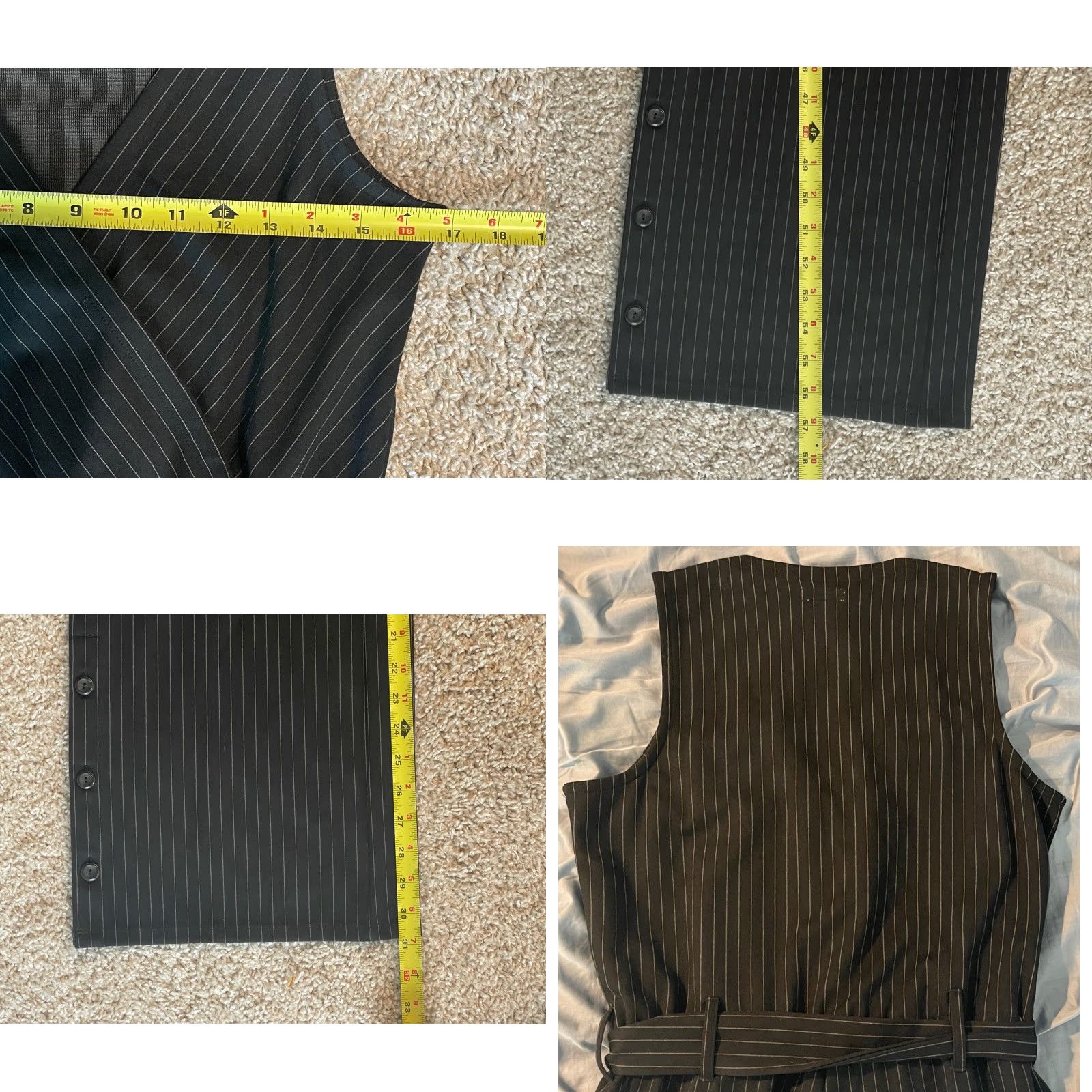 J. Jill J. Jill Jumpsuit XS Ponte Black White Striped V-Neck Stretch EUC One-Piece Women Regular Knit Sleeveless Party Casual Business Size 26" / US 2 / IT 38 - 8 Thumbnail