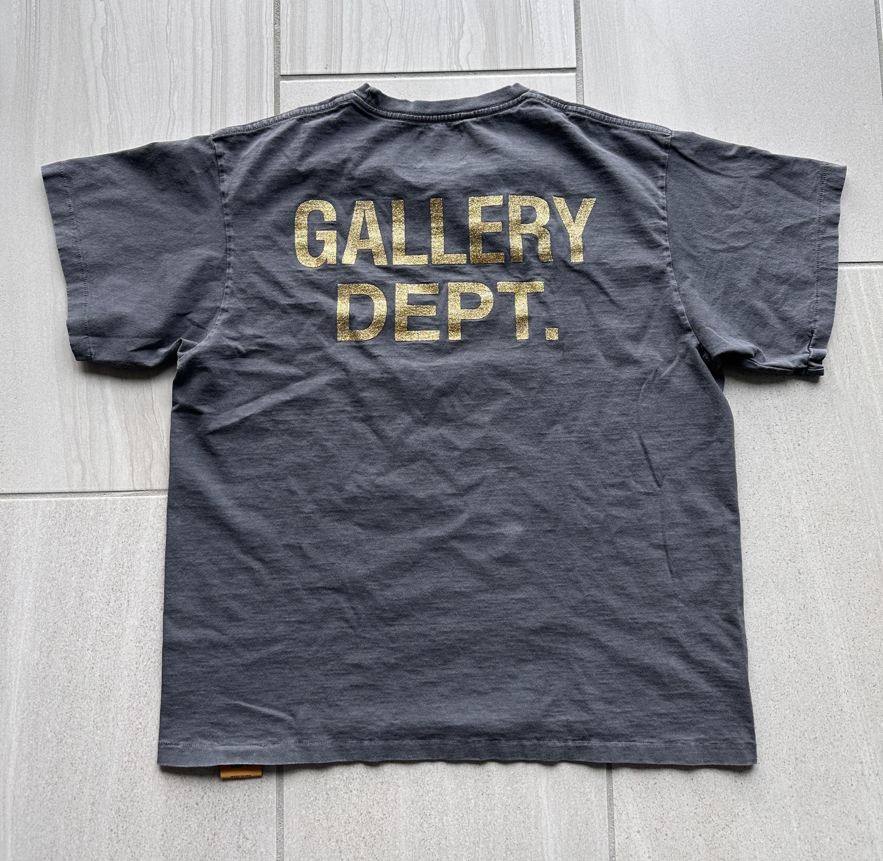 GALLERY DEPT. | SKELETON BEACH TEE VINTAGE BLACK Tシャツ GALLERY DEPT. Skeleton Beach Glittered Printed Cotton-Jersey