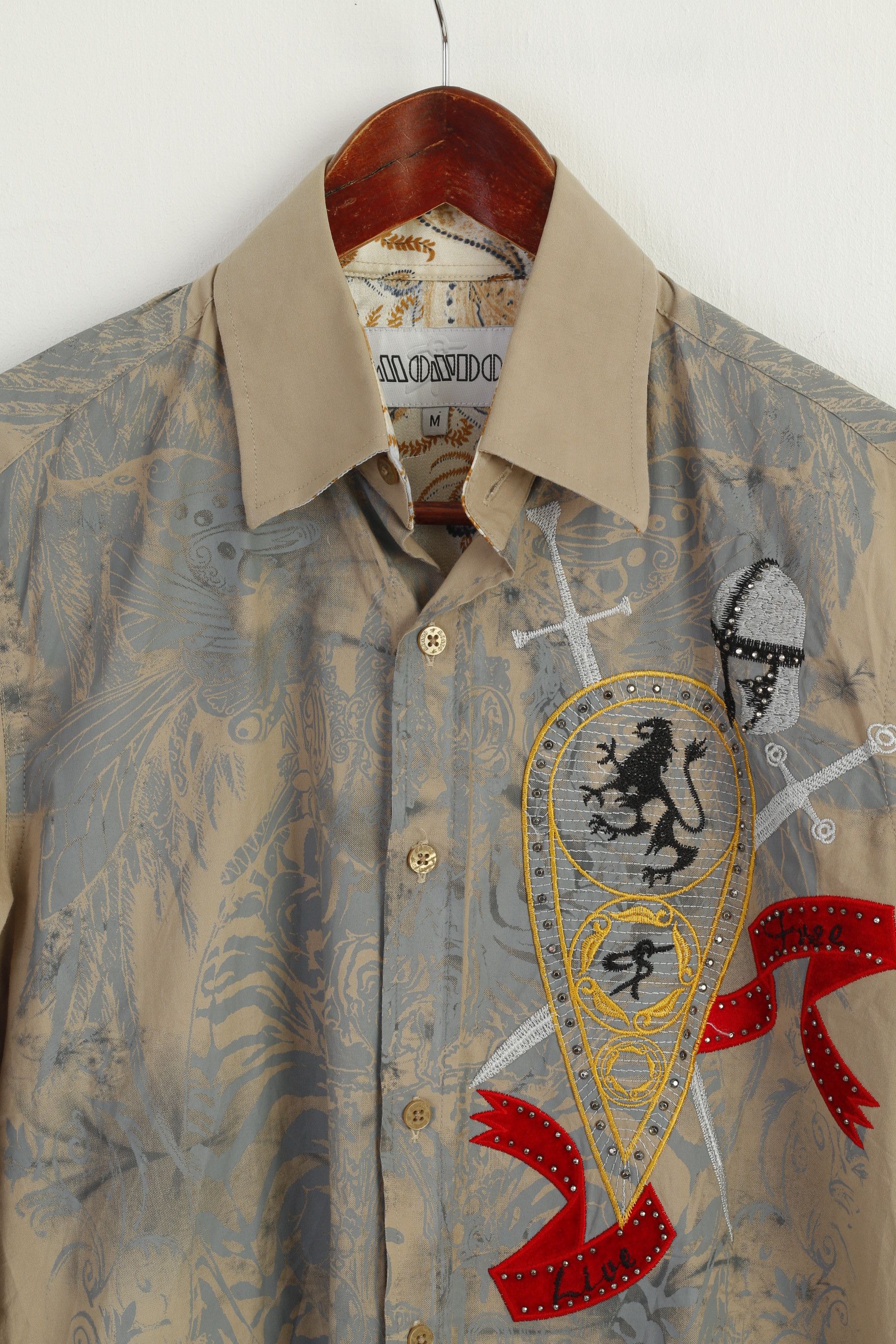 Vintage MONDO Men M Casual Shirt Beige Cotton Lycra 3229 Size US M / EU 48-50 / 2 - 3 Thumbnail