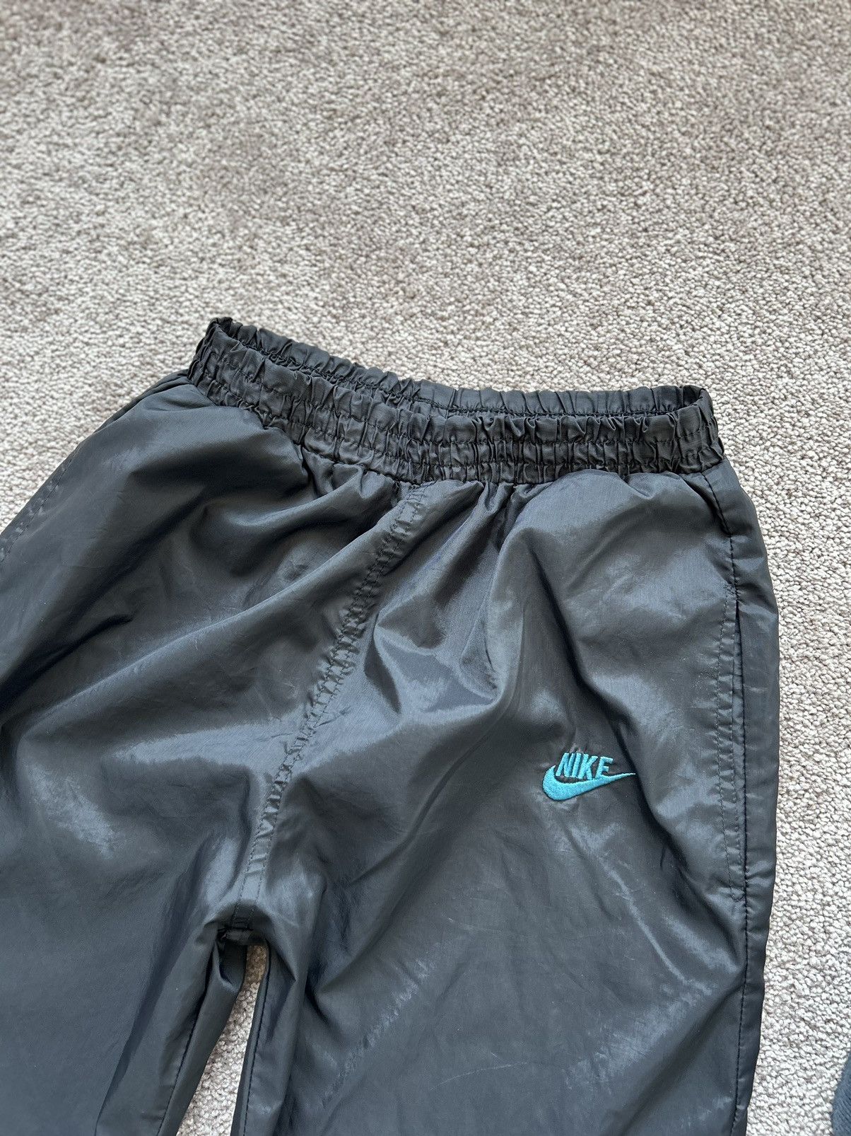 Nike × Vintage Vintage 90s Teal Logo Nike Track Pants Size US 29 - 4 Thumbnail