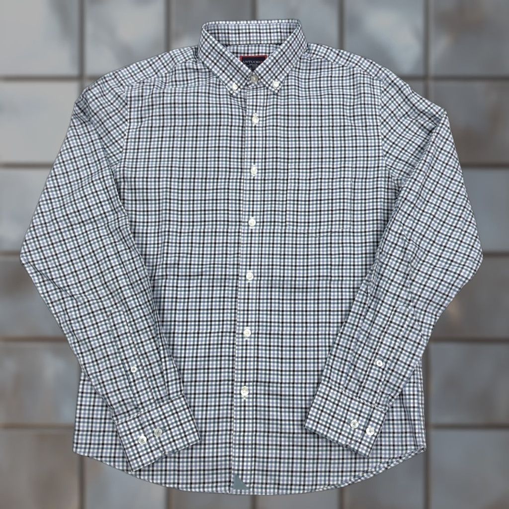 UNTUCKit UNTUCKit Men's M Slim Fit Wrinkle Free Button-Down Shirt Plaid Check Blue Green Black White Casual Business Casual Size US M / EU 48-50 / 2 - 1 Thumbnail