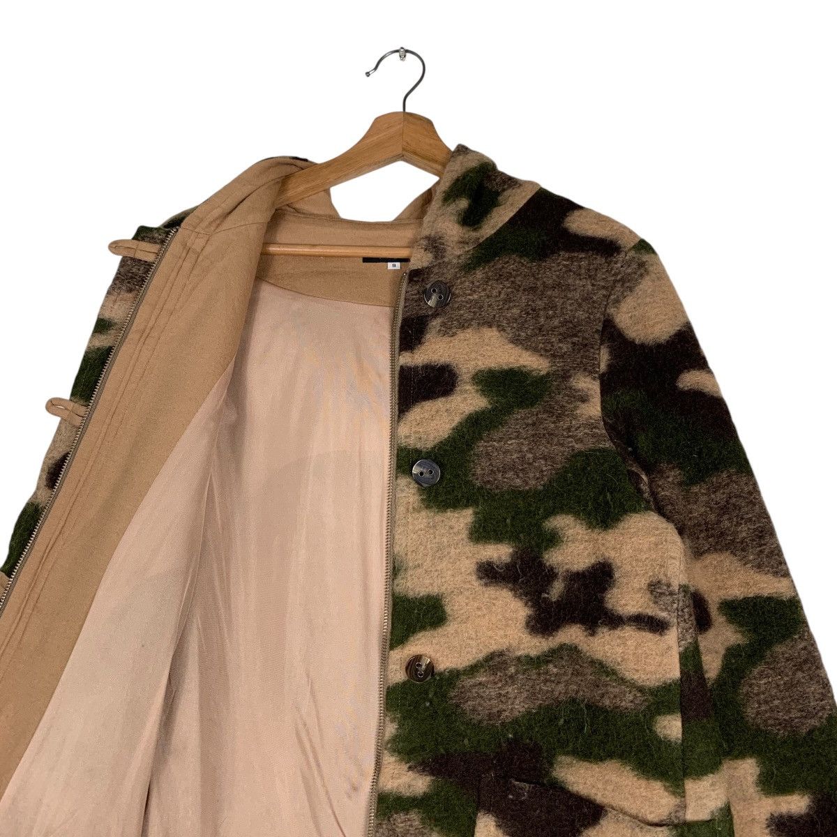 Japanese Brand FIROSA Wool Camo Long Coat Hooded Jacket #1354-C61 Size M / US 6-8 / IT 42-44 - 11 Thumbnail