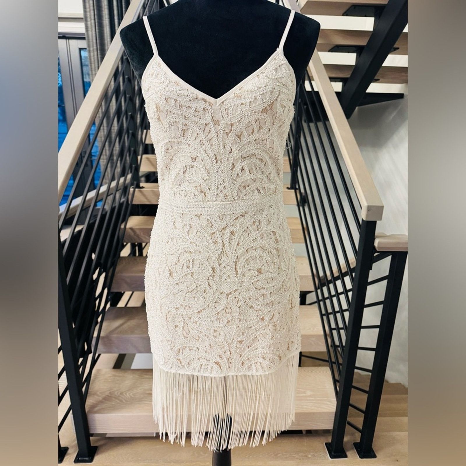 Other Elegant Cream Lace Glam Fringe Sequin Dress size S Size S / US 4 / IT 40 - 1 Thumbnail