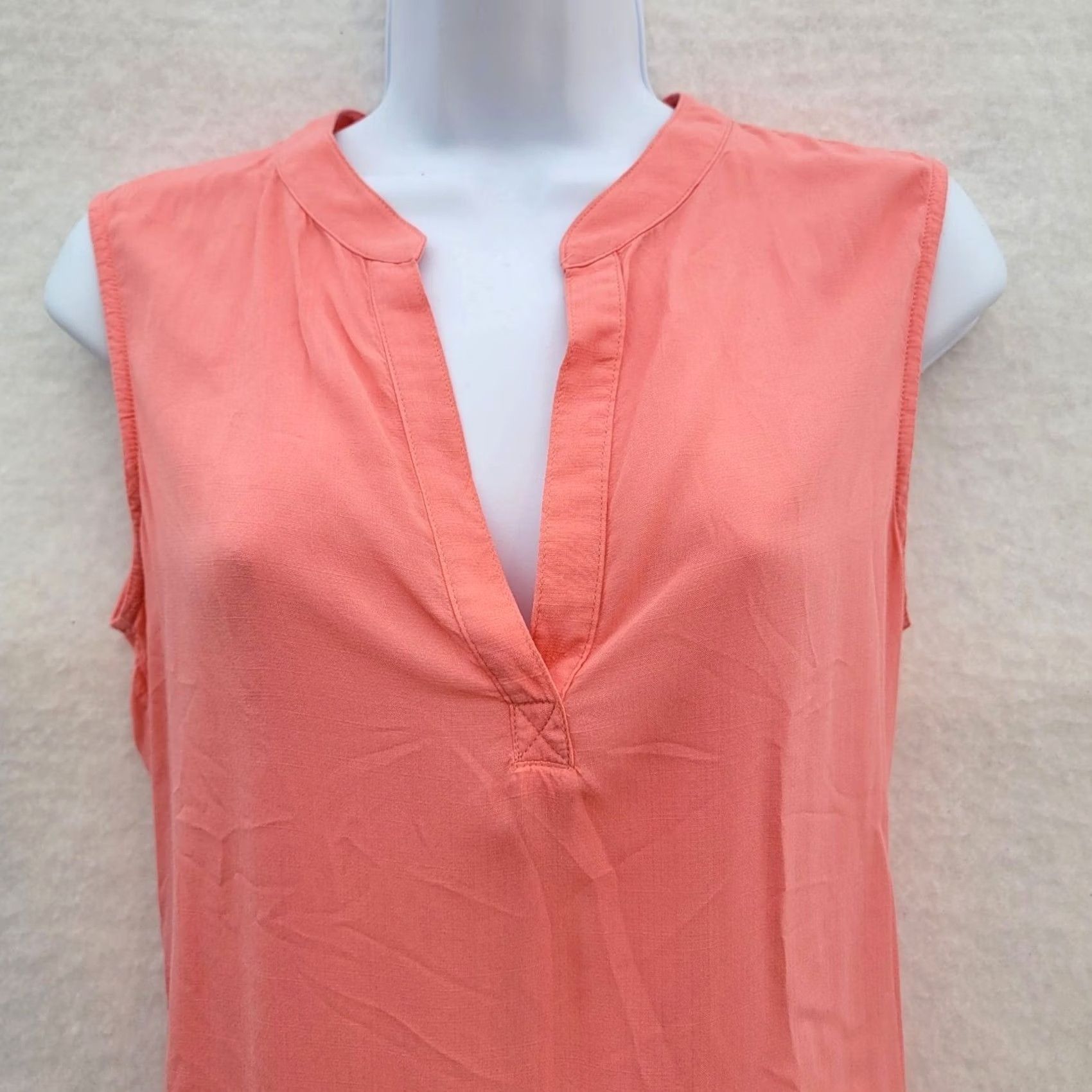 Vintage Cloth & Stone Blouse Shirt Womens XS V-Neck Sleeveless Peach Pink Tunic Beachy Bohemian Lightweight Casual Size XS / US 0-2 / IT 36-38 - 3 Thumbnail