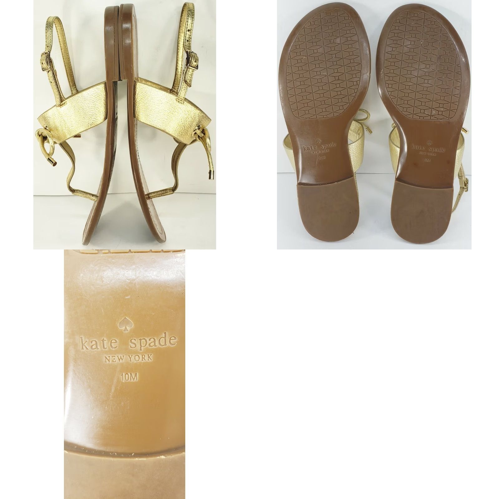 Vintage Kate Spade New York Gold Slingback Flat Sandal Bow Crossover Toe-Post Women 10M Size US 10 / IT 40 - 8 Thumbnail