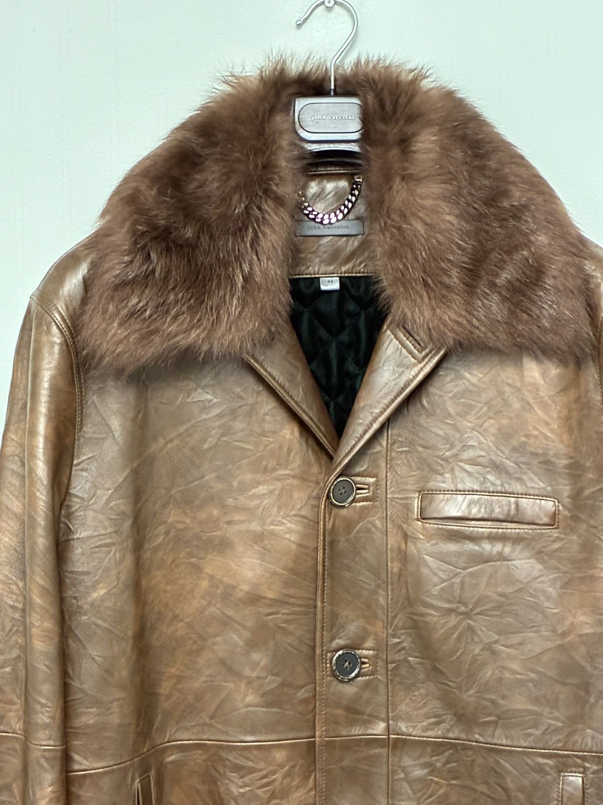 John Varvatos Fox Collar Leather Coat EU 48 USA 38 Size US M / EU 48-50 / 2 - 4 Thumbnail