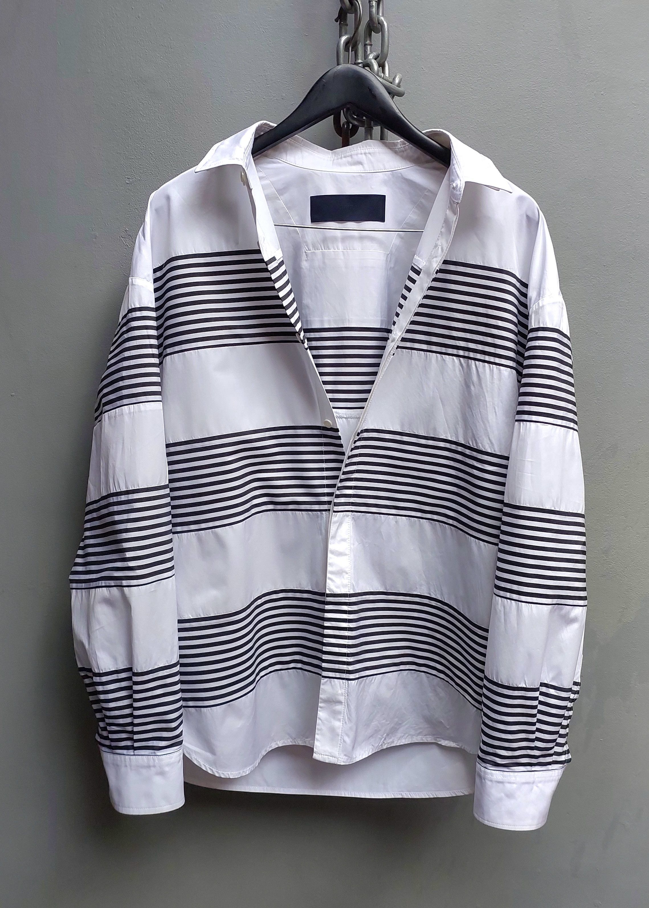 Juun.J Juun J Striped Panel Button-Down Shirt Size US S / EU 44-46 / 1 - 4 Thumbnail