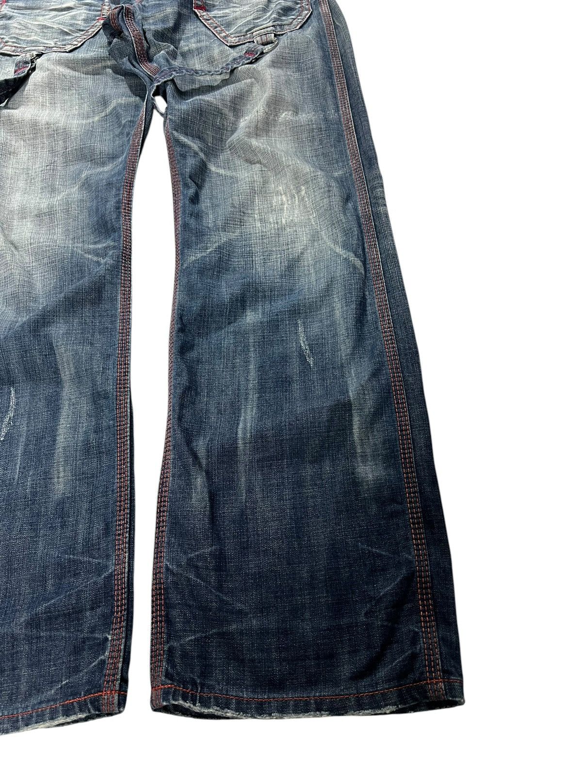 Edwin 💥Flare💥Vintage Edwin 503 Blue Trip Distress Jeans Size US 31 - 4 Thumbnail