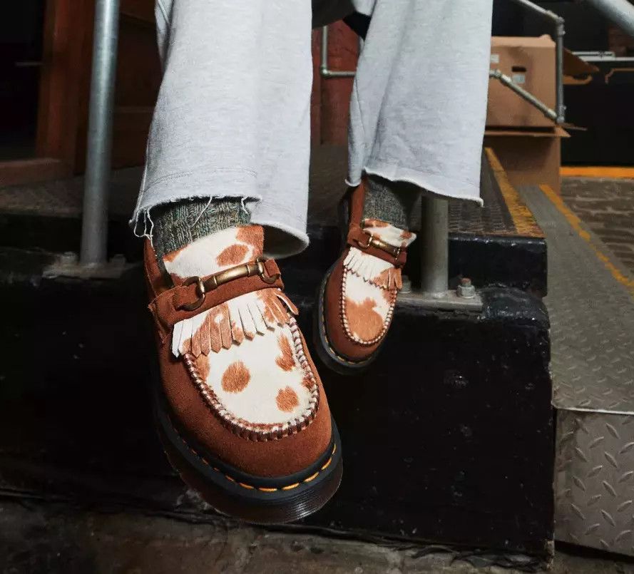 Dr. Martens DR. MARTENS ADRIAN SNAFFLE HAIR-ON COW PRINT KILTIE LOAFERS Size US 13 / EU 46 - 5 Thumbnail