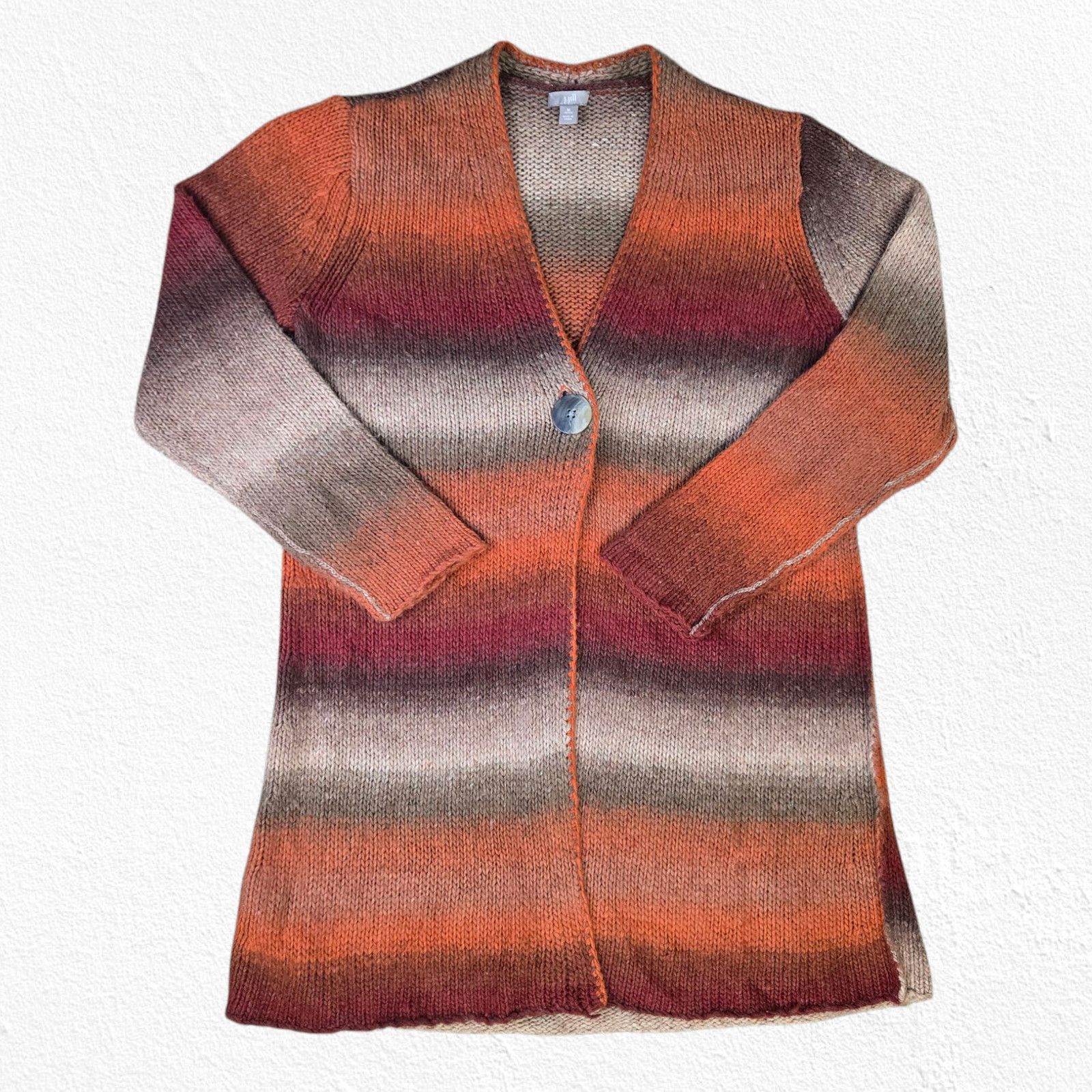 Other J. Jill Orange Ombre Striped Wool Blend Cardigan Size MP Size M / US 6-8 / IT 42-44 - 2 Thumbnail