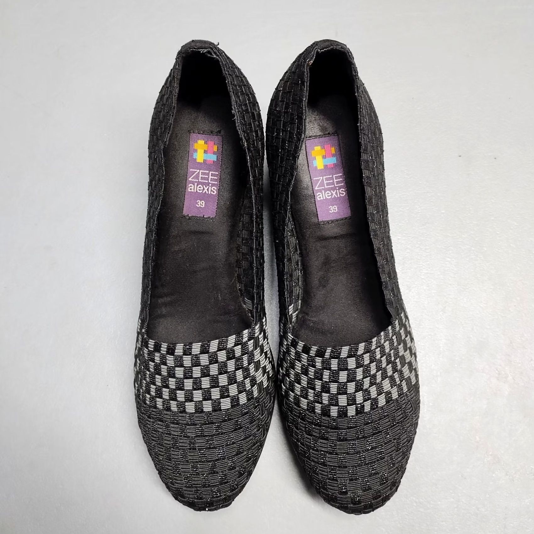ALEXIS Zee Alexis Wedge Ballet Flats Womens 8 Black & Gray Stretch Slip On Comfort Flat Shoes Size US 8 / IT 38 - 6 Thumbnail