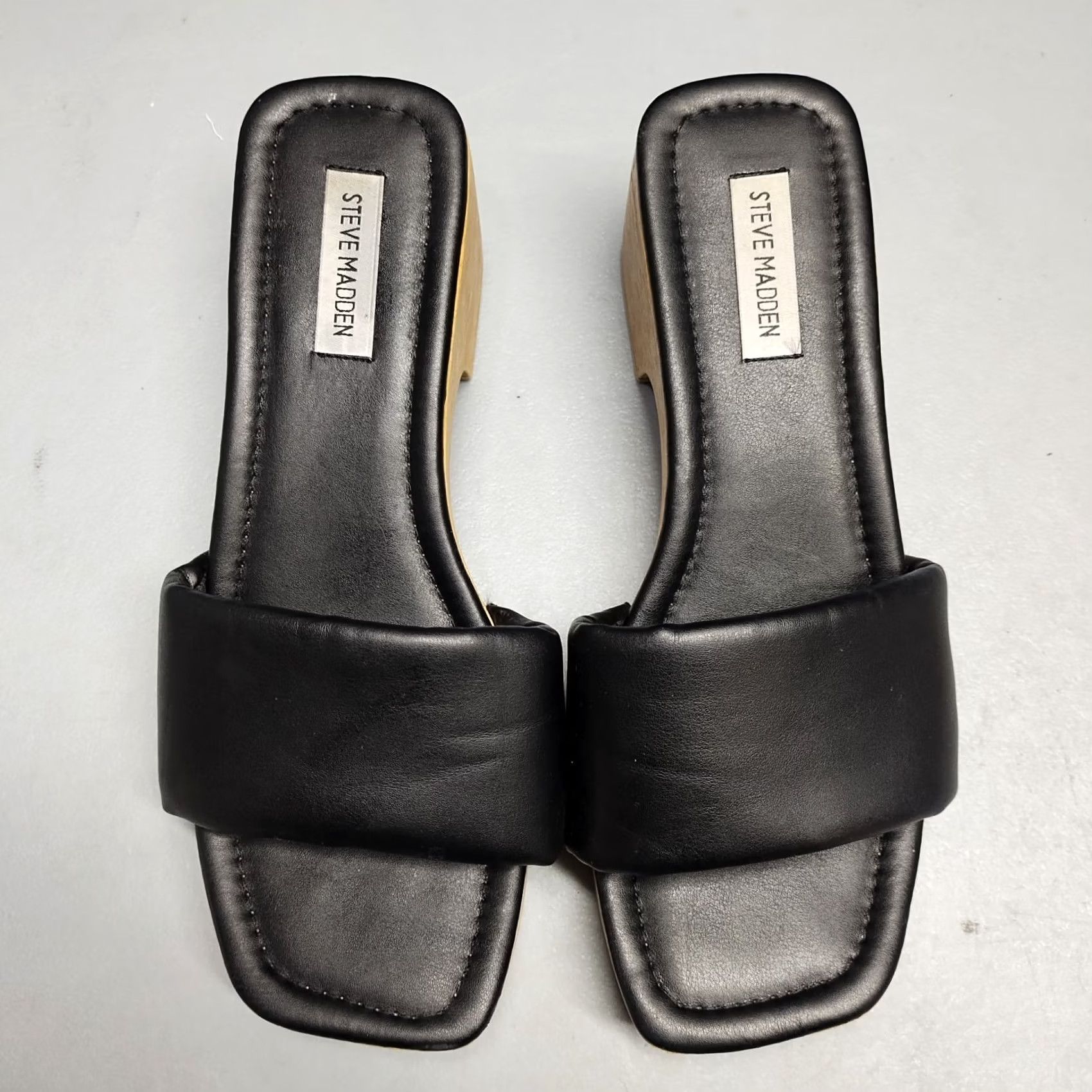 Steve Madden Steve Madden Chana Woody Platform Slide Sandals Womens US 9 Black Brown Open Toe Size Womens Size US 9 / IT 39 - 6 Thumbnail
