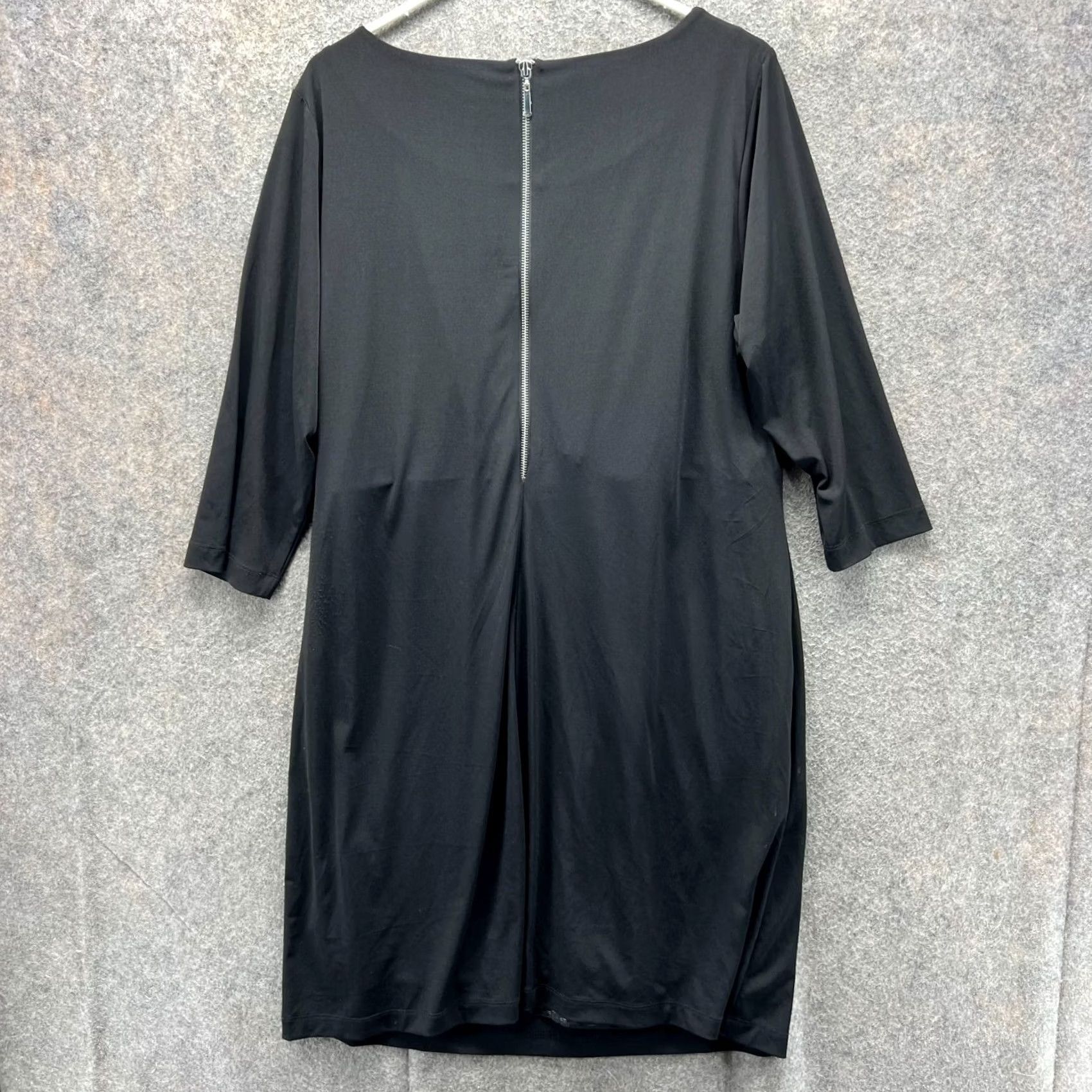 Vintage VINTAGE Chico's Dress Womens 2.5 Ladies Black 3/4 Sleeve Preppy Polyester Knit Shift Knee Length Womens Size XS / US 0-2 / IT 36-38 - 2 Thumbnail