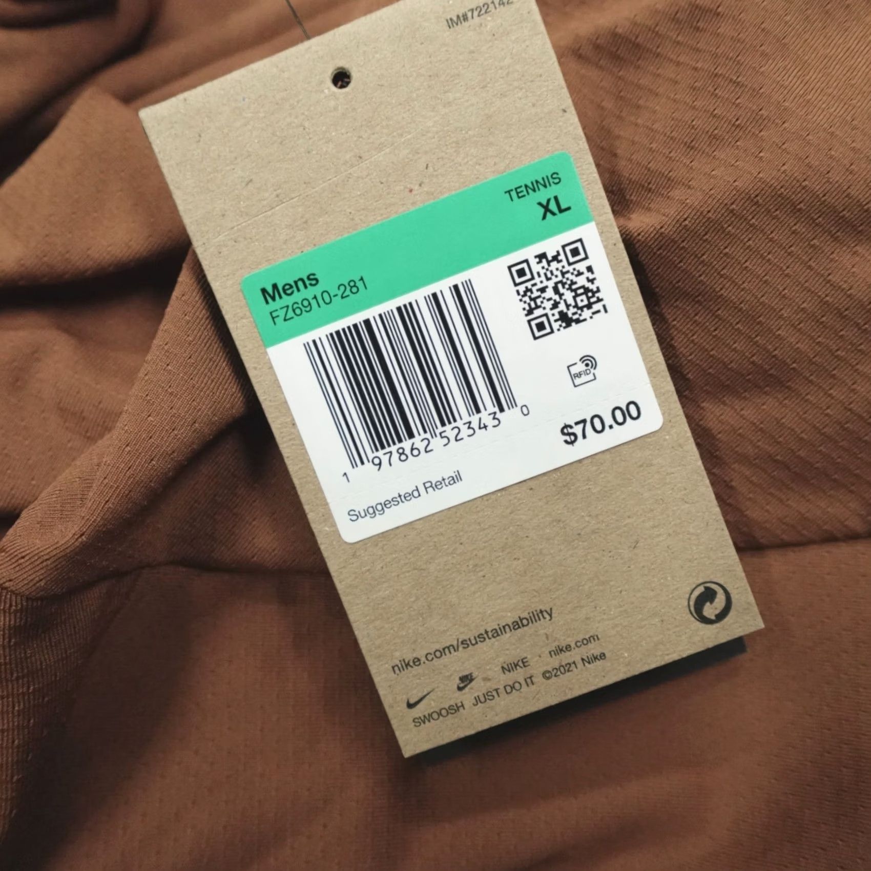 Nike Nike Court Dri-Fit Advantage Tennis Shirt XL Brown Heritage Mens Short Sleeve Crew Neck Sports Tee Size US XL / EU 56 / 4 - 3 Thumbnail