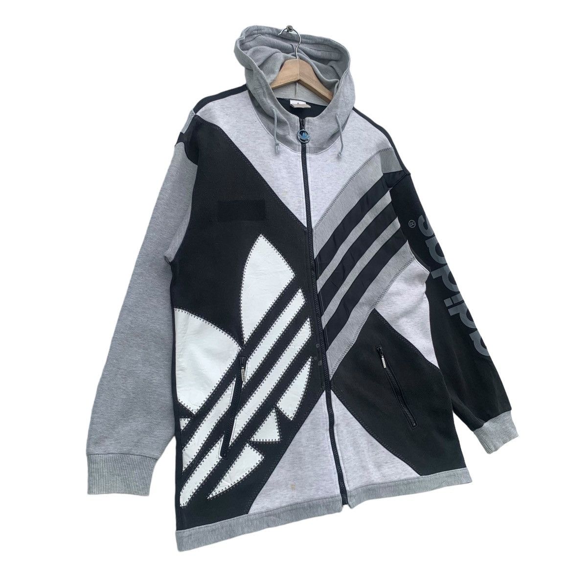 Adidas × Vintage 80s Adidas Pu Leather Logo Sweat Hoodie Size US L / EU 52-54 / 3 - 3 Thumbnail