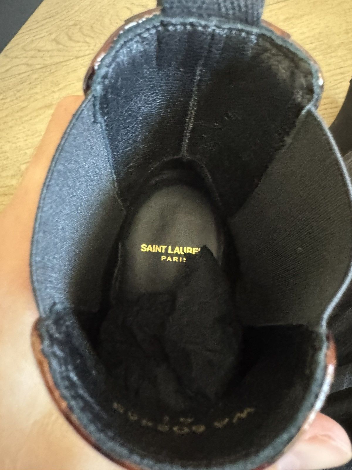 Saint Laurent Paris Dylan Tortoise Patent Chelsea Boots Size US 8 / EU 41 - 7 Thumbnail