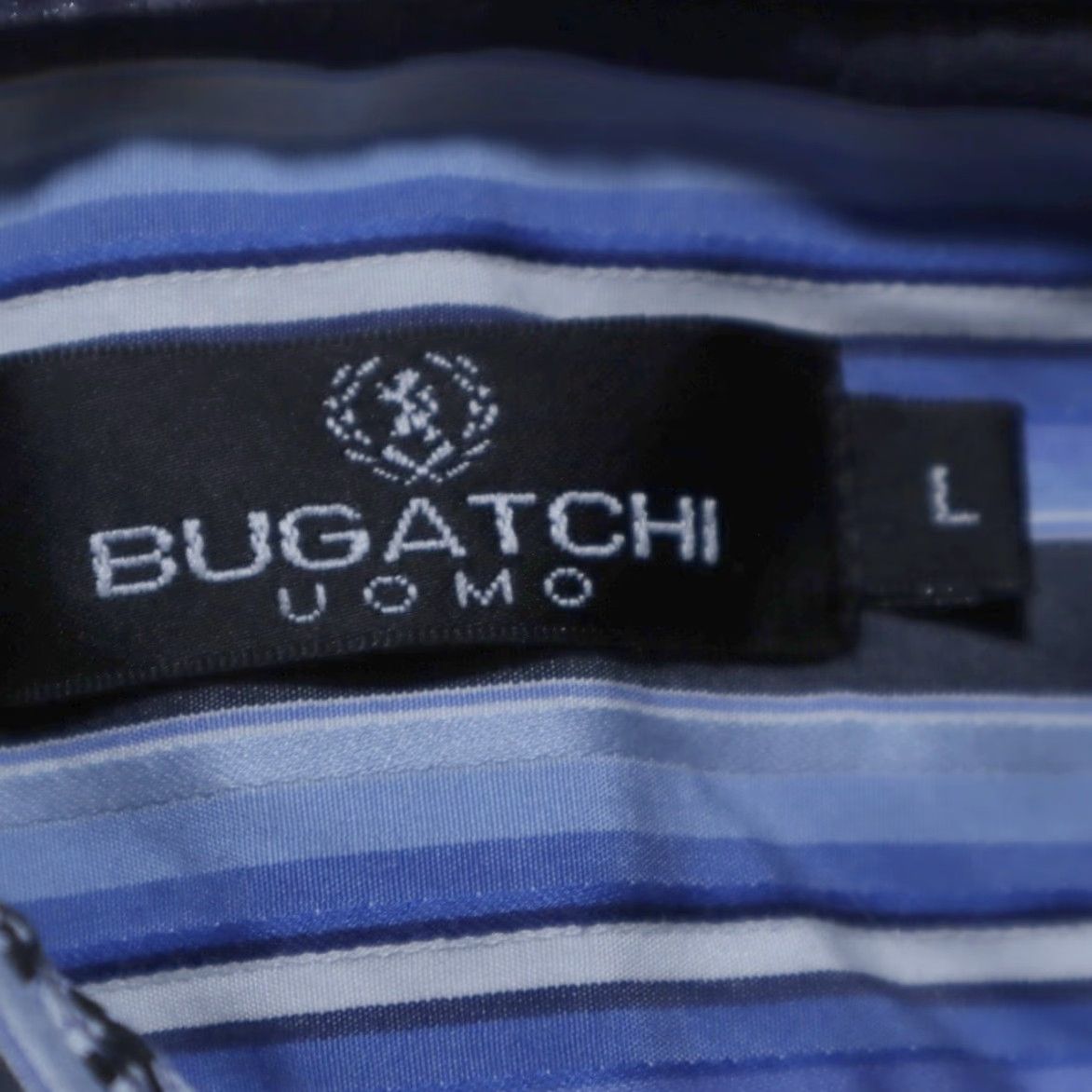 BUGATCHI Bugatchi Uomo Button Up Shirt Long Sleeve Striped Cotton Blue Men's L Flip Cuff Shirt Mens Size US L / EU 52-54 / 3 - 5 Thumbnail