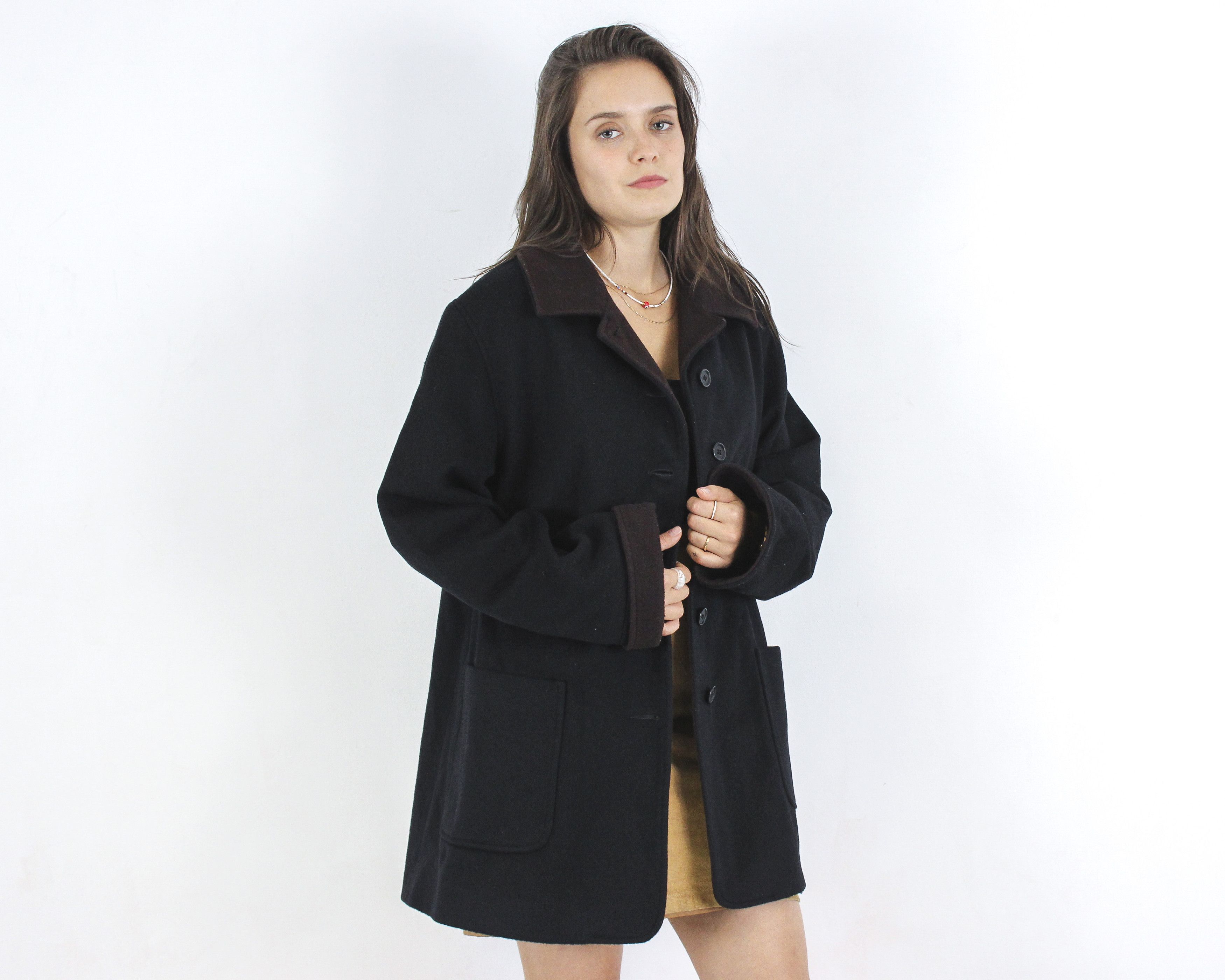 Other × Vintage FORECASTER Women L US 14 Wool Coat Overcoat Peacoat Size L / US 10 / IT 46 - 2 Thumbnail