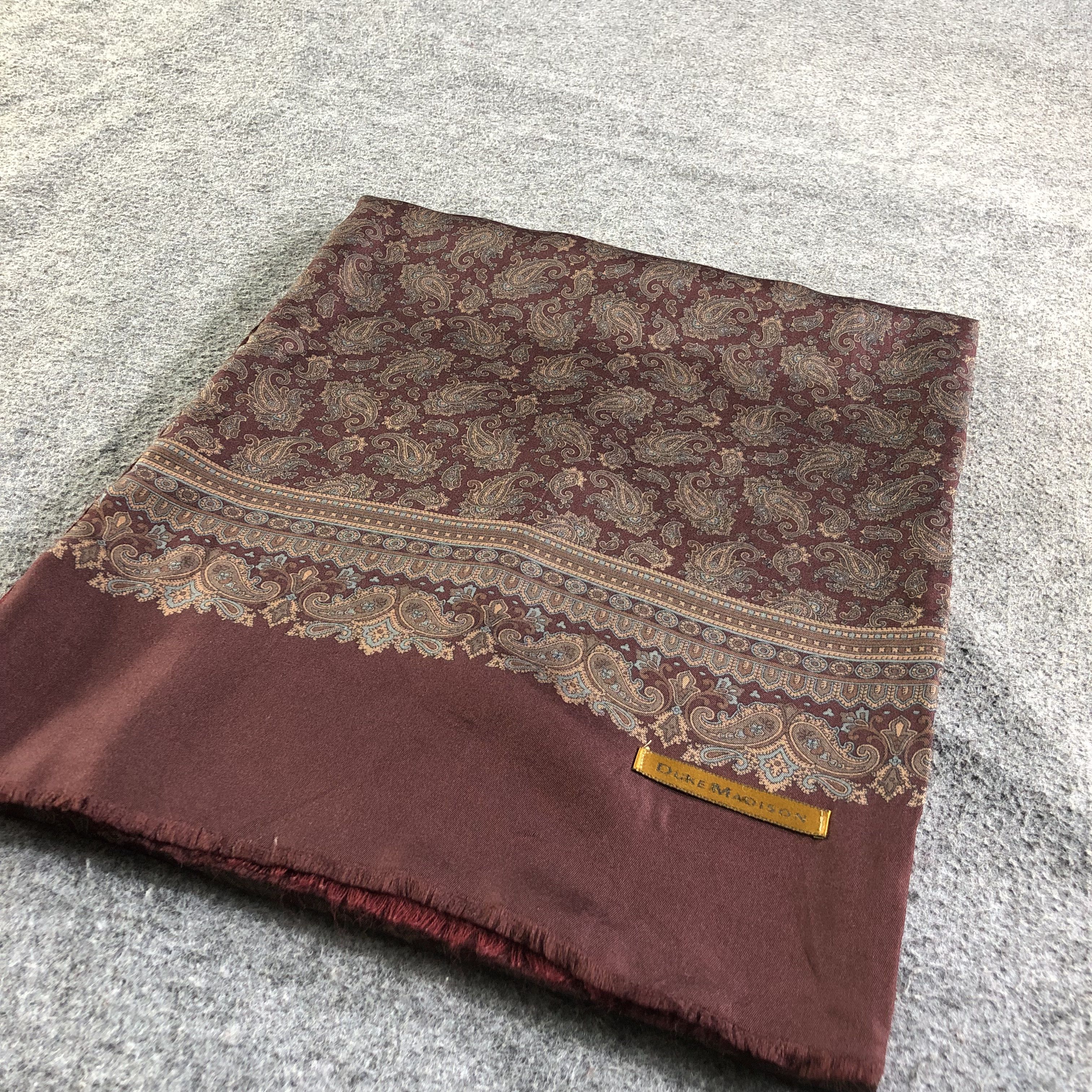 Japanese Brand Duke Madison Silk Wool Paisley Scarf Muffler V1810 Size ONE SIZE - 4 Thumbnail