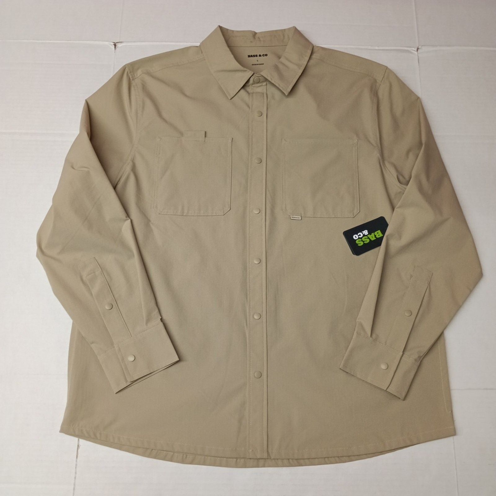 G.H. Bass & Co. Bass and Co. Techstop Snap Shacket Men's Size L Large Beige Size US L / EU 52-54 / 3 - 1 Thumbnail