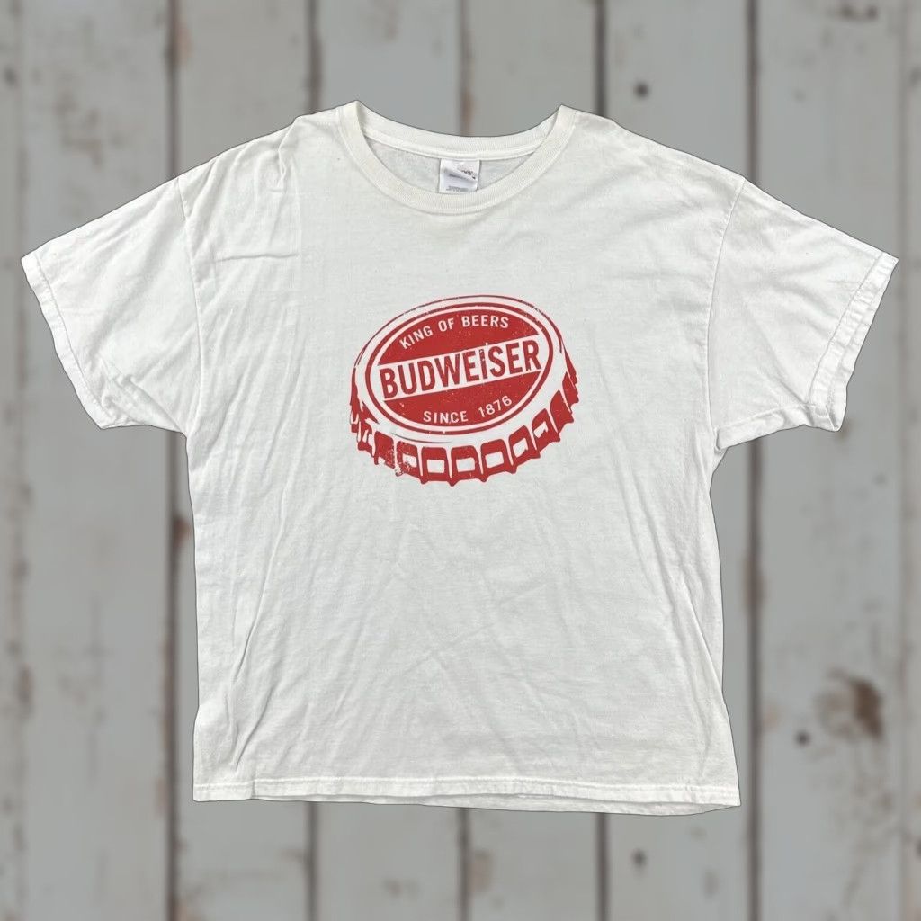 Hanes VINTAGE Hanes T-Shirt XL White Budweiser Logo Beer Crew Neck Short Sleeve Men X-Large White Candy? Size US XL / EU 56 / 4 - 1 Thumbnail