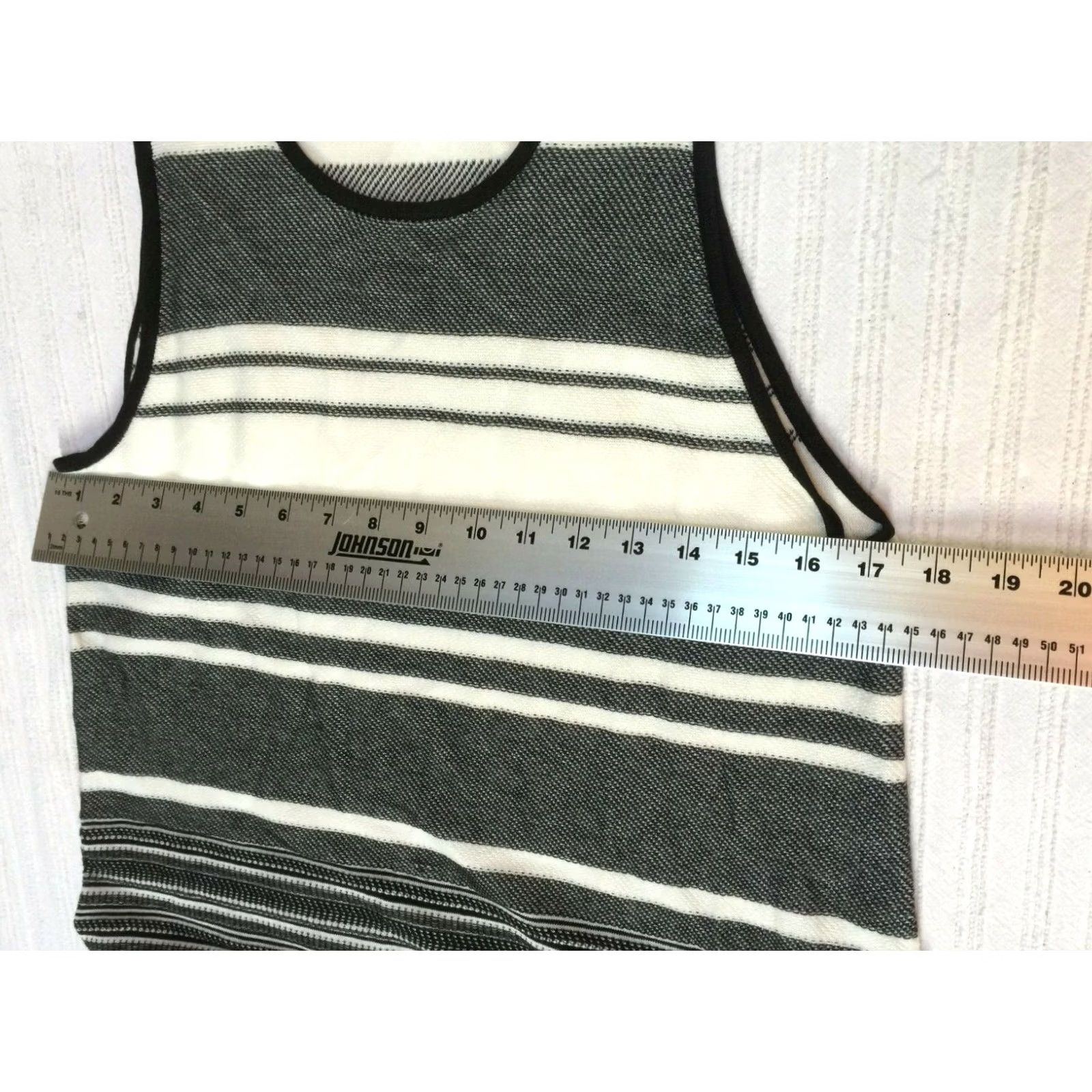 Vince Vince Womens White Gray Striped Cotton Knit Tank Top Small Scoop Neck Sleeveless Size S / US 4 / IT 40 - 5 Thumbnail