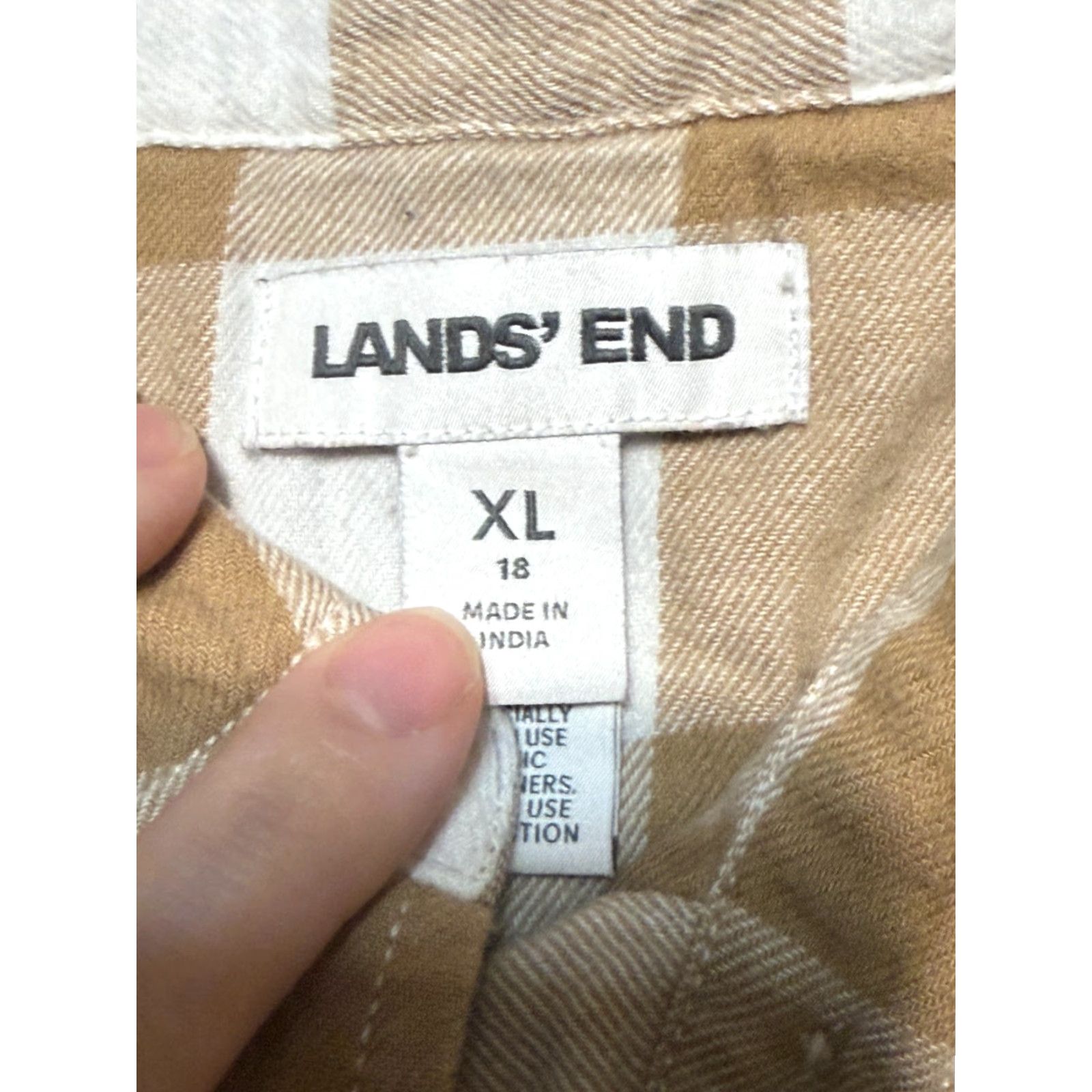 Lands' End Lands' End Shirt Women XL Brown White Check Long Sleeve Button-Up Shirt Size XL / US 12-14 / IT 48-50 - 5 Thumbnail