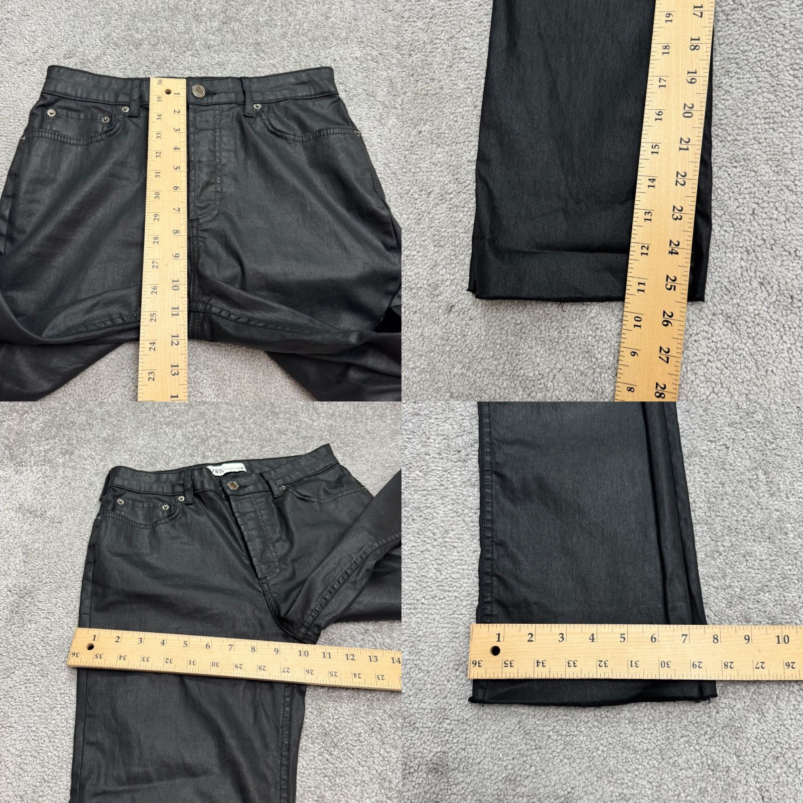 Zara Zara Pants Womens 8 Black Flared Faux Leather Side Zip Button 25 Inseam Stretch Pockets Casual Travel Vintage No (if required) Size 30" / US 8 / IT 44 - 9 Thumbnail