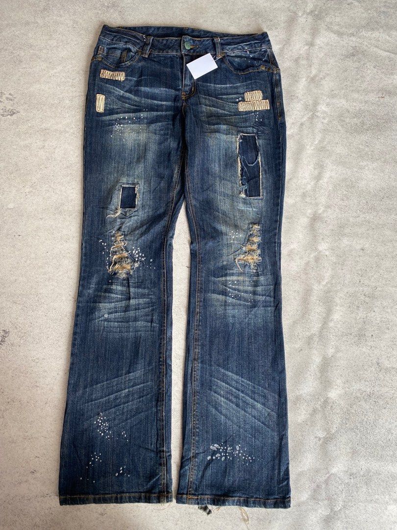 Beauty Beast × Hysteric Glamour × Japanese Brand 🎸Flare🎸japanese ripped punk jeans bootcut Size US 32 / EU 48 - 1 Thumbnail