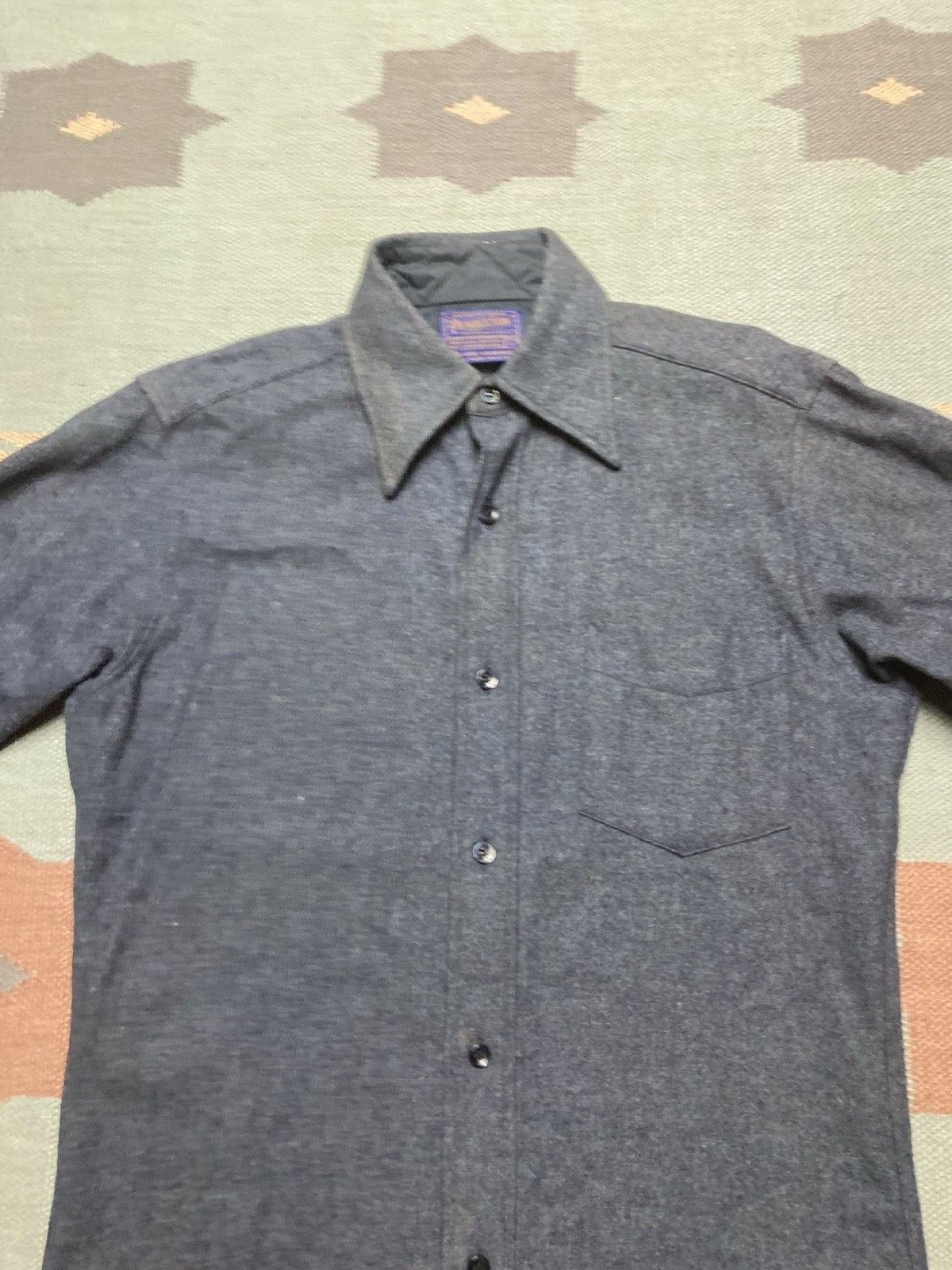 Vintage Vtg Pendleton button shirt dark blue gray one pocket small Size US S / EU 44-46 / 1 - 6 Thumbnail