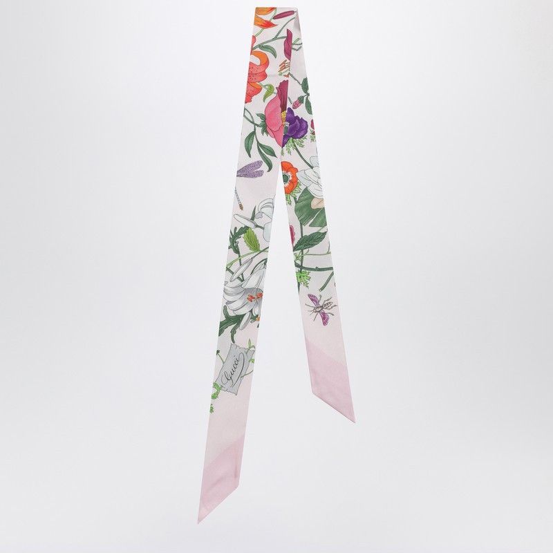 Gucci Gucci Pink Printed Slim Silk Scarf Size ONE SIZE - 1 Thumbnail