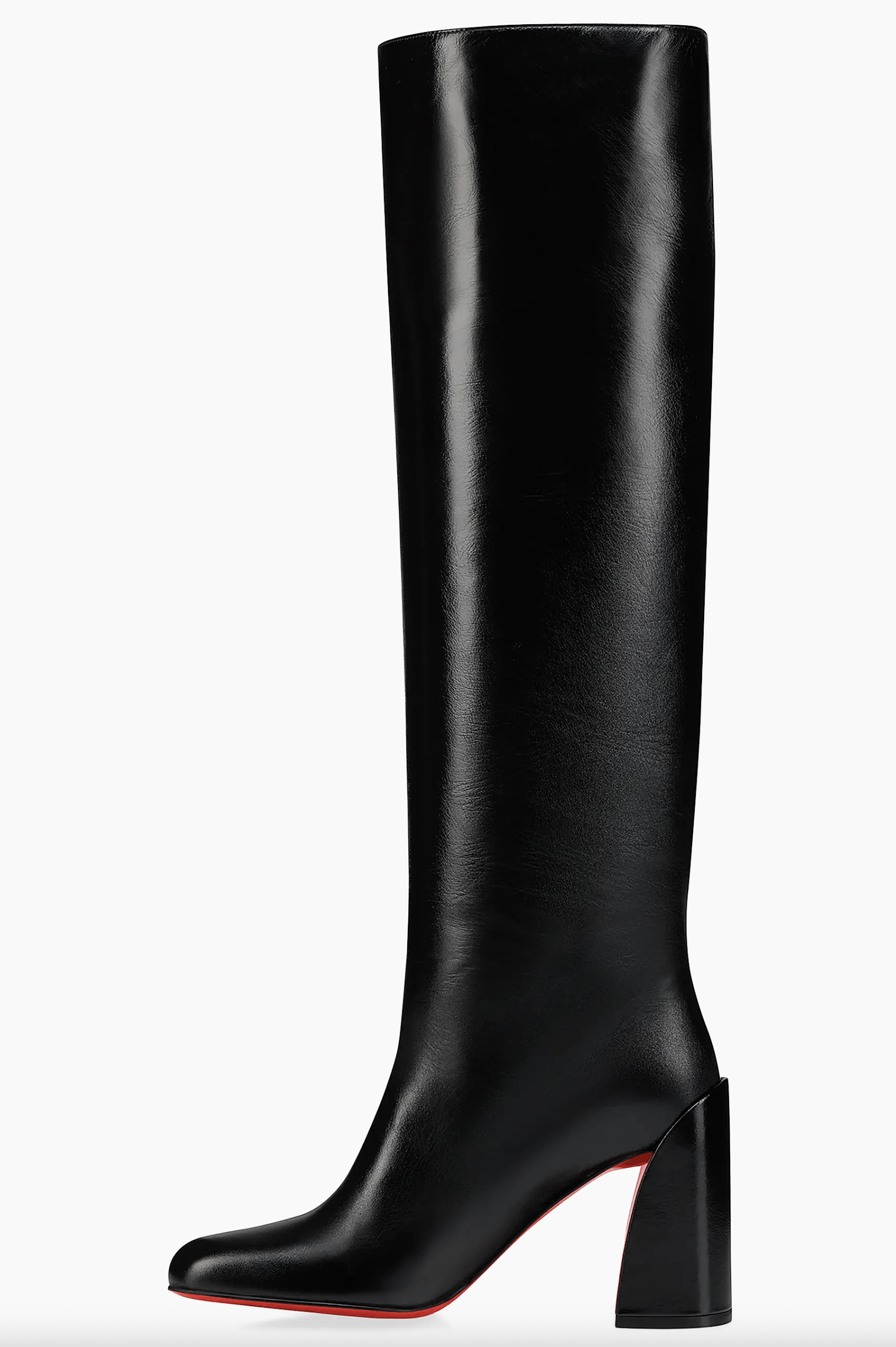 Janitta 85 Black Leather Knee High Block Heel Boot 38.5