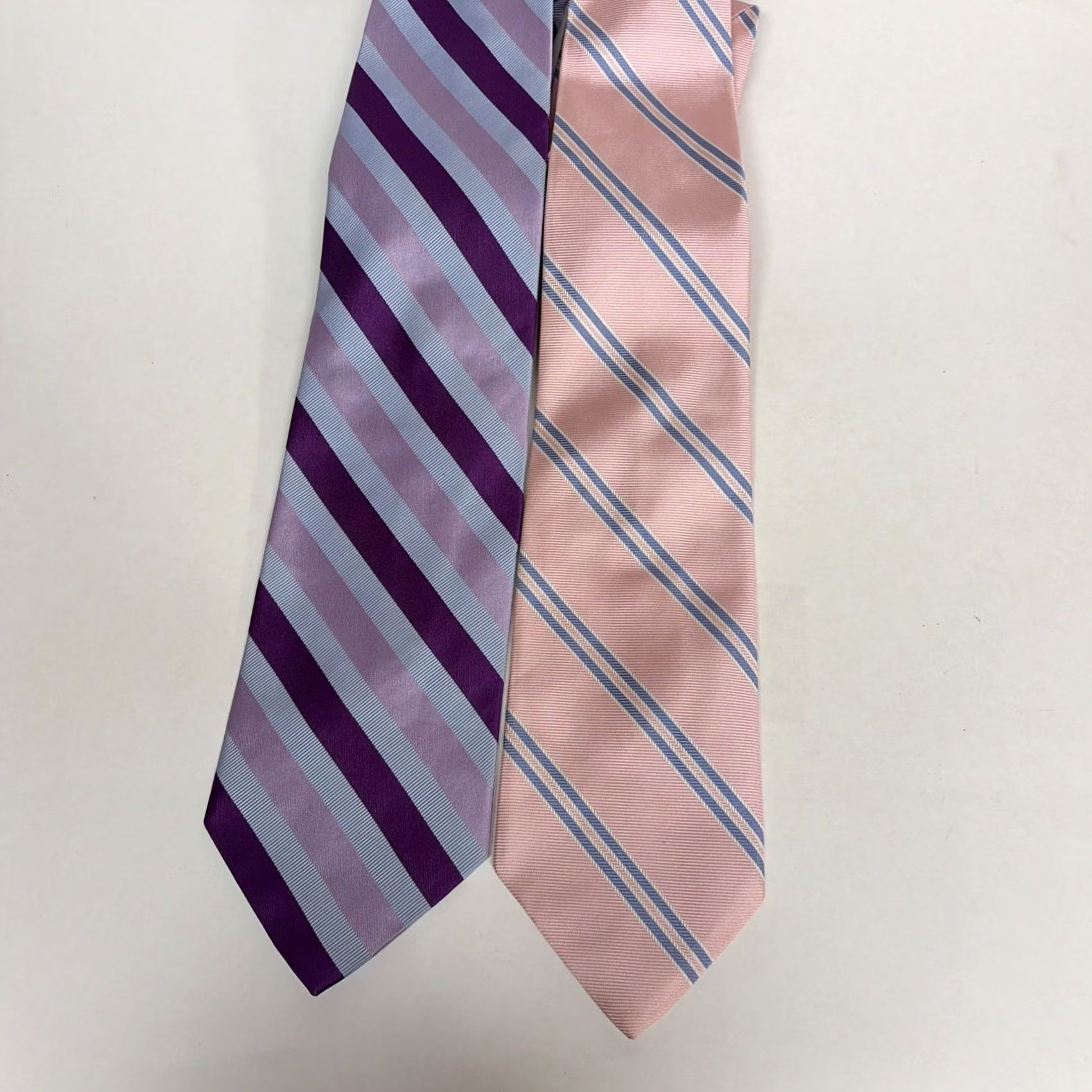 Brooks Brothers Tie Lot 2 Handmade Silk Pink Purple Stripes Preppy Mens in Silver, Men's — image 3 of 6