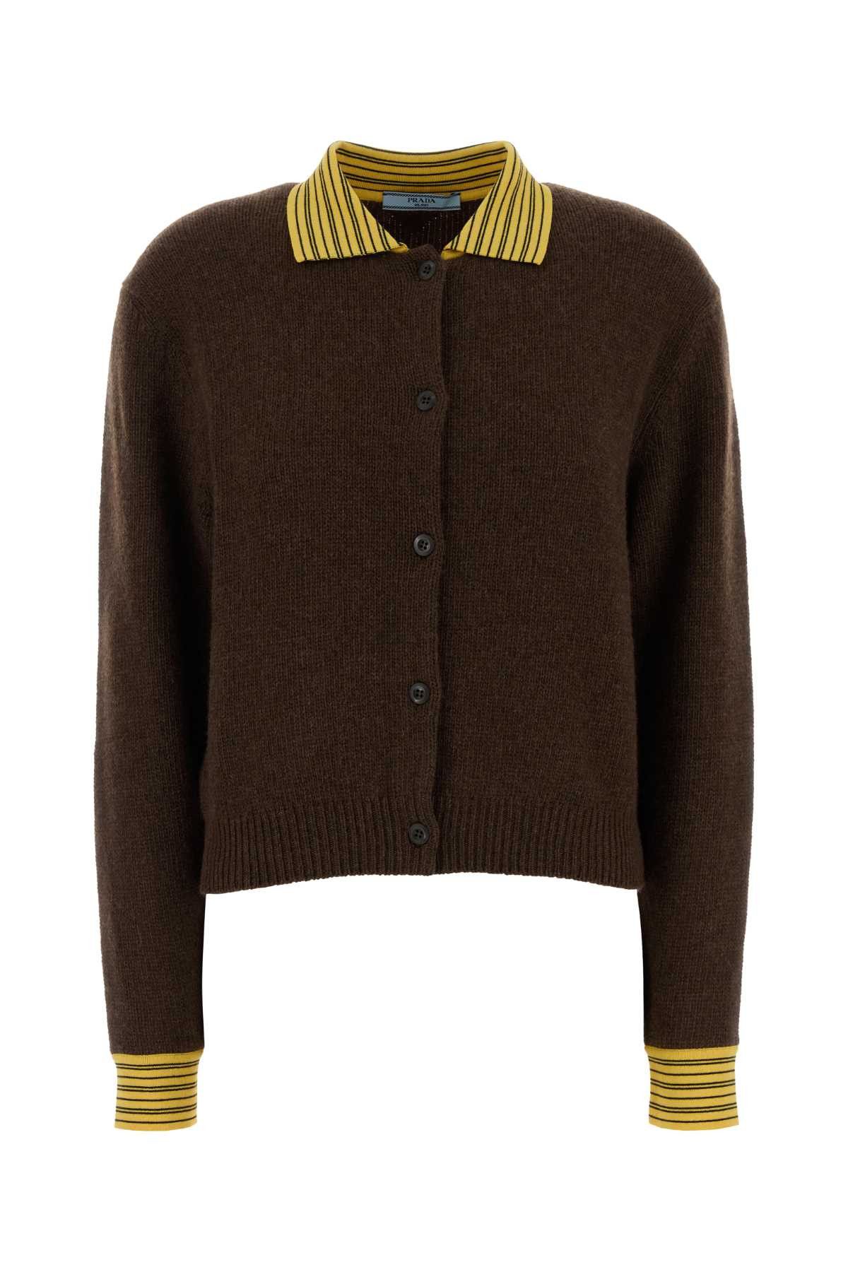 Prada Brown Cashmere Blend Cardigan Size M / US 6-8 / IT 42-44 - 1 Thumbnail