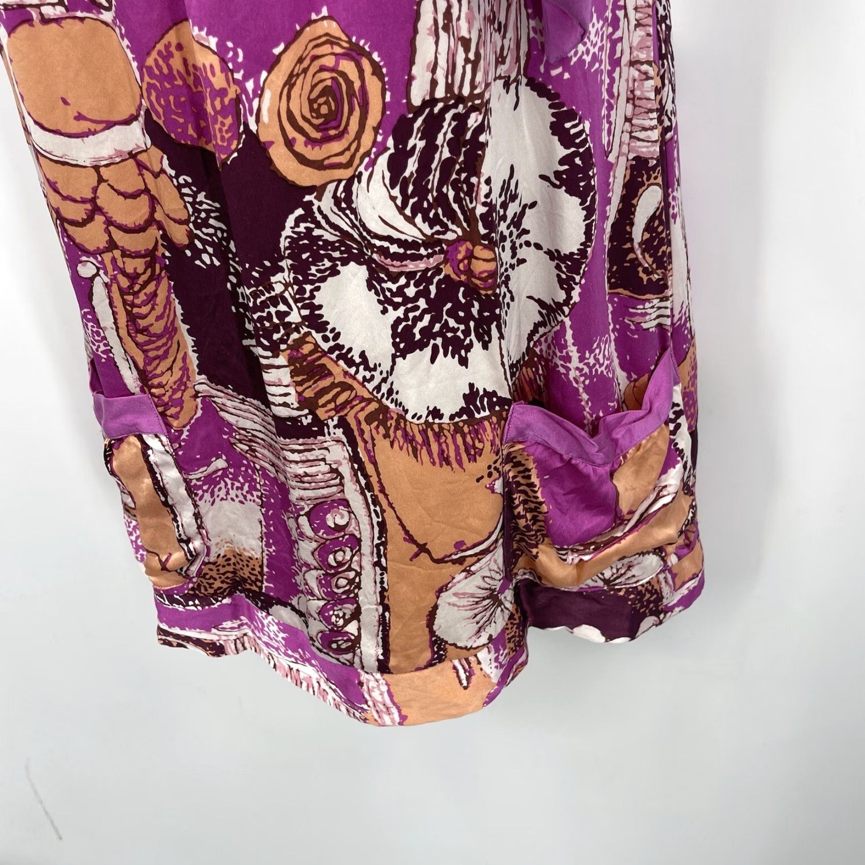 Vintage Hale Bob Silk Blouse Top Women XS Pink Floral Sleeveless Halter Tie Bohemian Retro Pockets Size XS / US 0-2 / IT 36-38 - 7 Thumbnail