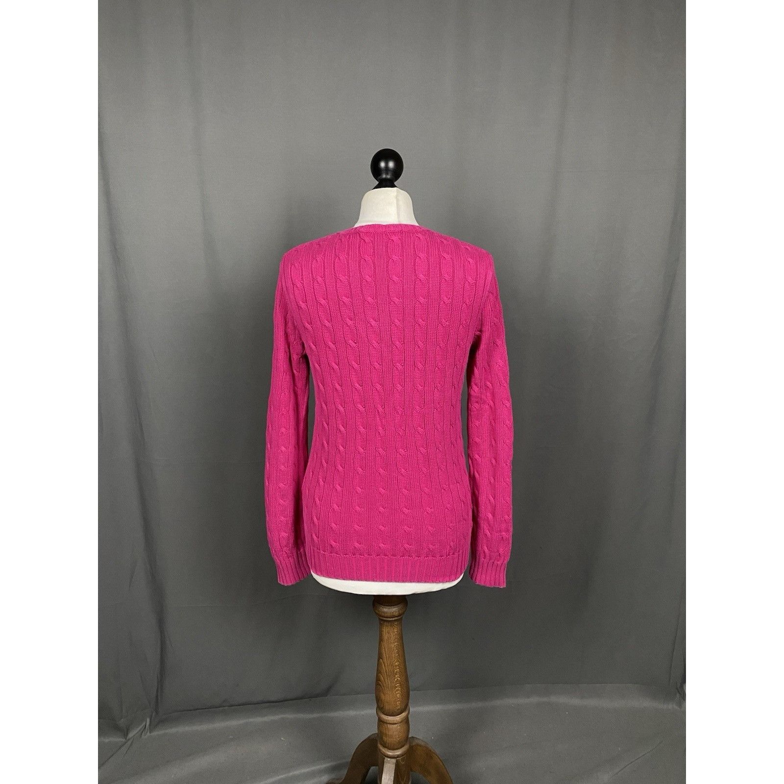 Ralph Lauren Sport Ralph Lauren Small Logo Women's Pink Cable Knitted V-Neck Sw Size M / US 6-8 / IT 42-44 - 7 Thumbnail